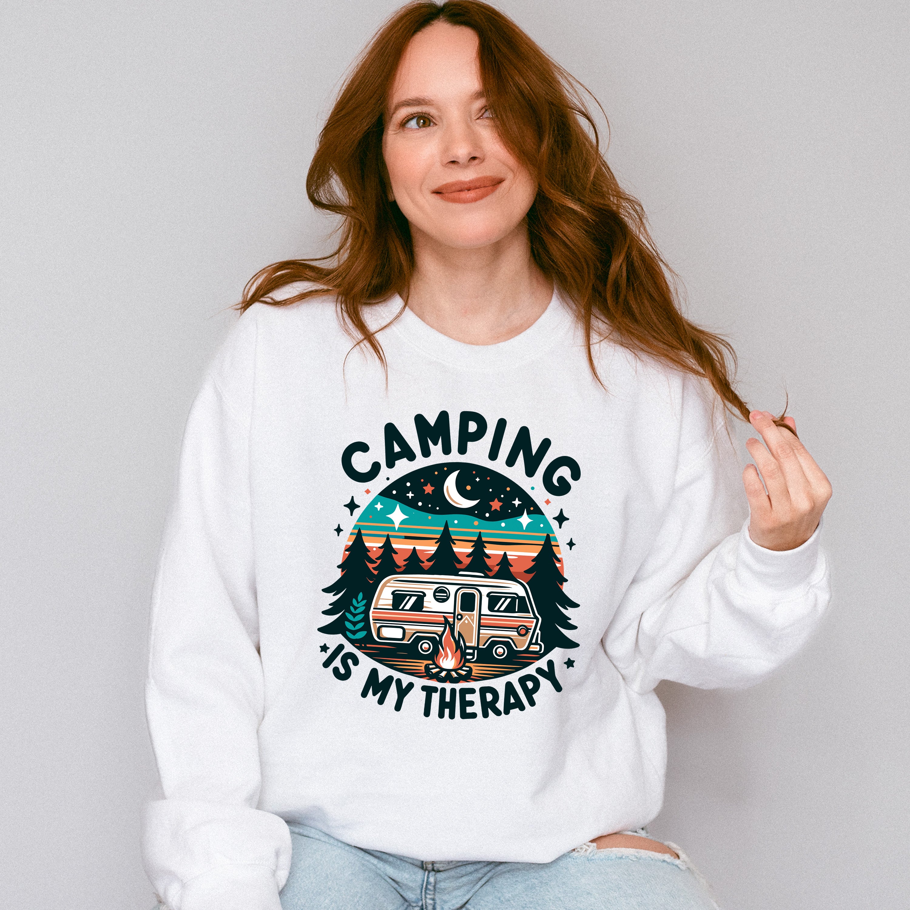 Camping is My Therapy Design - Camping Unisex Crewneck T-Shirt Sweatshirt Hoodie