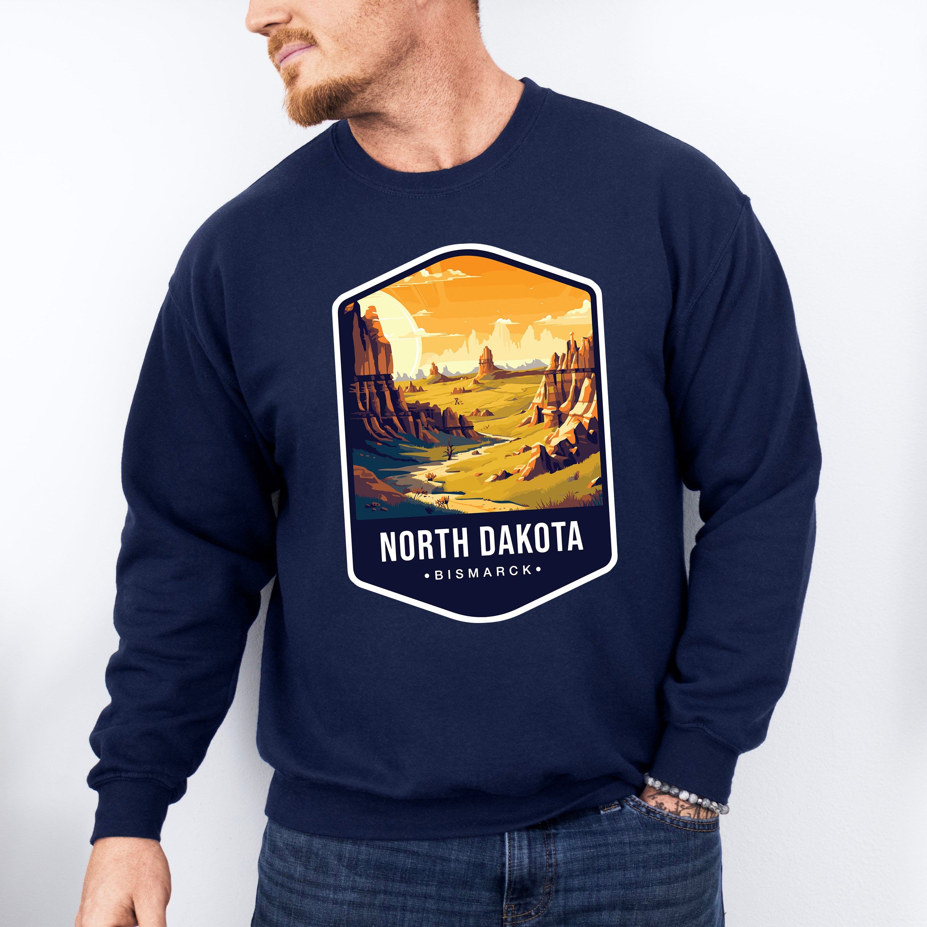 North Dakota Bismarck - States &amp; Cities Unisex Crewneck T-Shirt Sweatshirt Hoodie