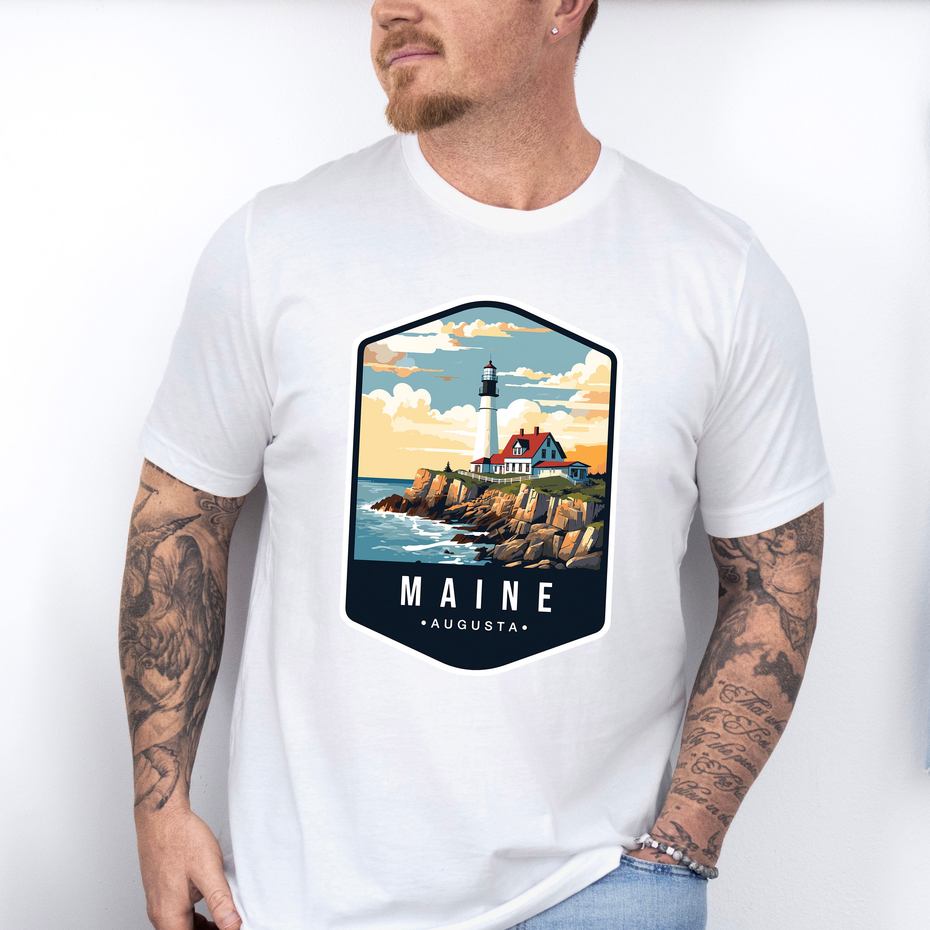 Maine Augusta - States &amp; Cities Unisex Crewneck T-Shirt Sweatshirt Hoodie