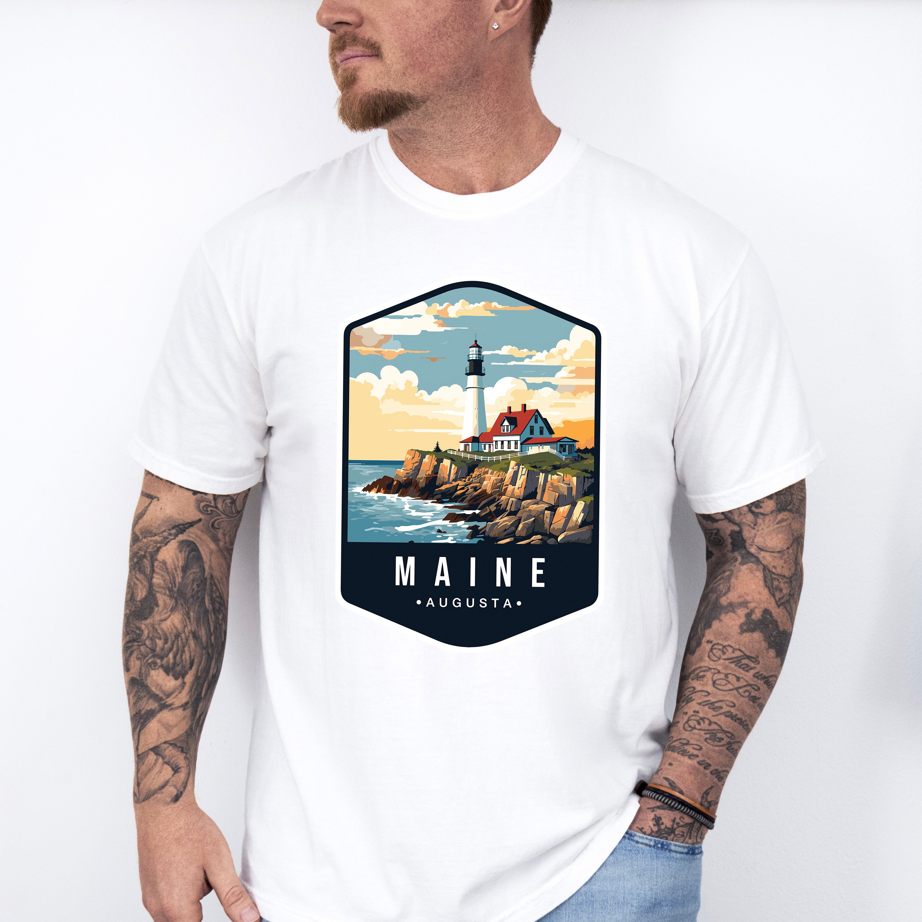 Maine Augusta - States &amp; Cities Unisex Crewneck T-Shirt Sweatshirt Hoodie