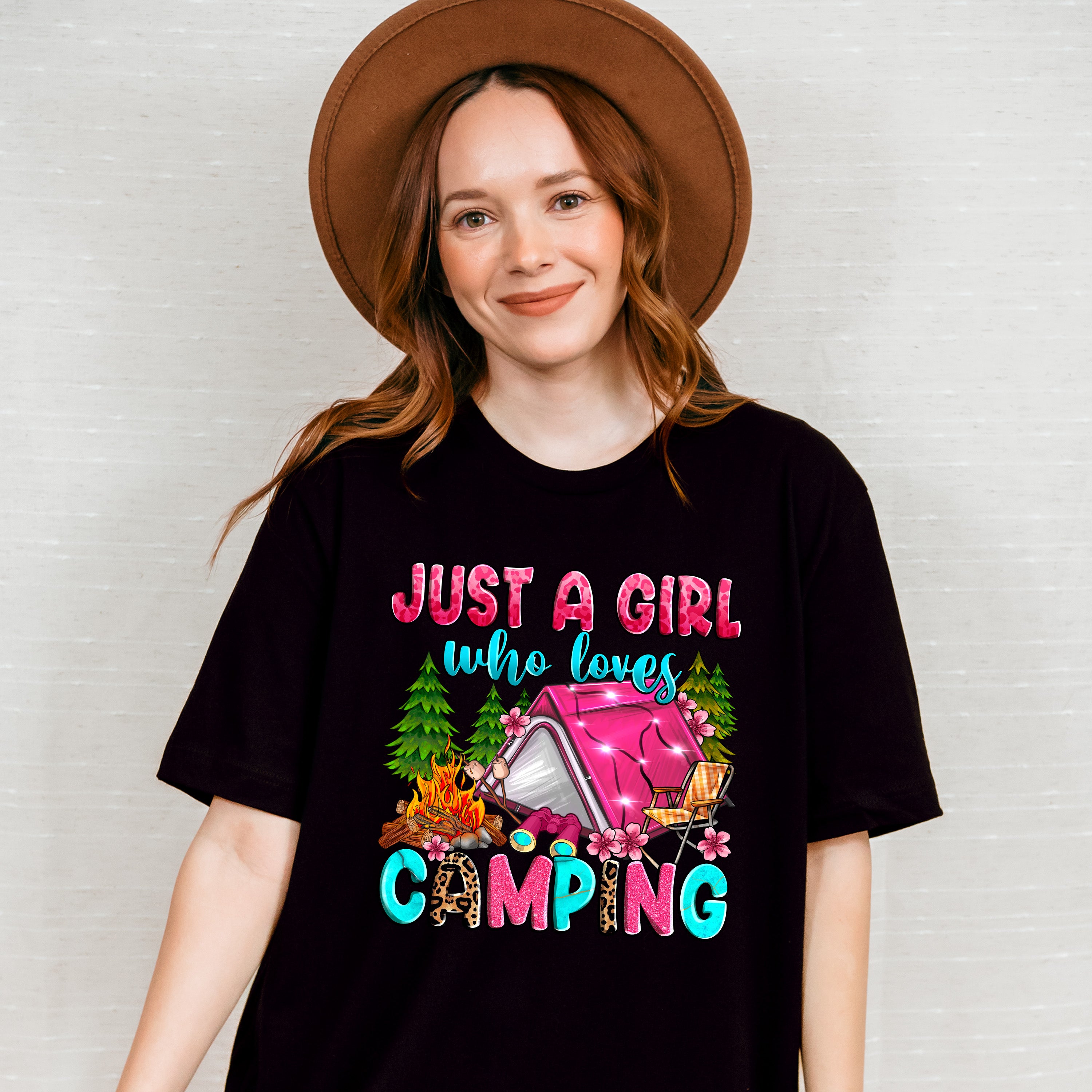 Just a Girl Who Loves Camping Design - Camping Unisex Crewneck T-Shirt Sweatshirt Hoodie