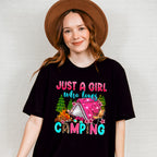Just a Girl Who Loves Camping Design - Camping Unisex Crewneck T-Shirt Sweatshirt Hoodie