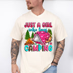 Just a Girl Who Loves Camping Design - Camping Unisex Crewneck T-Shirt Sweatshirt Hoodie