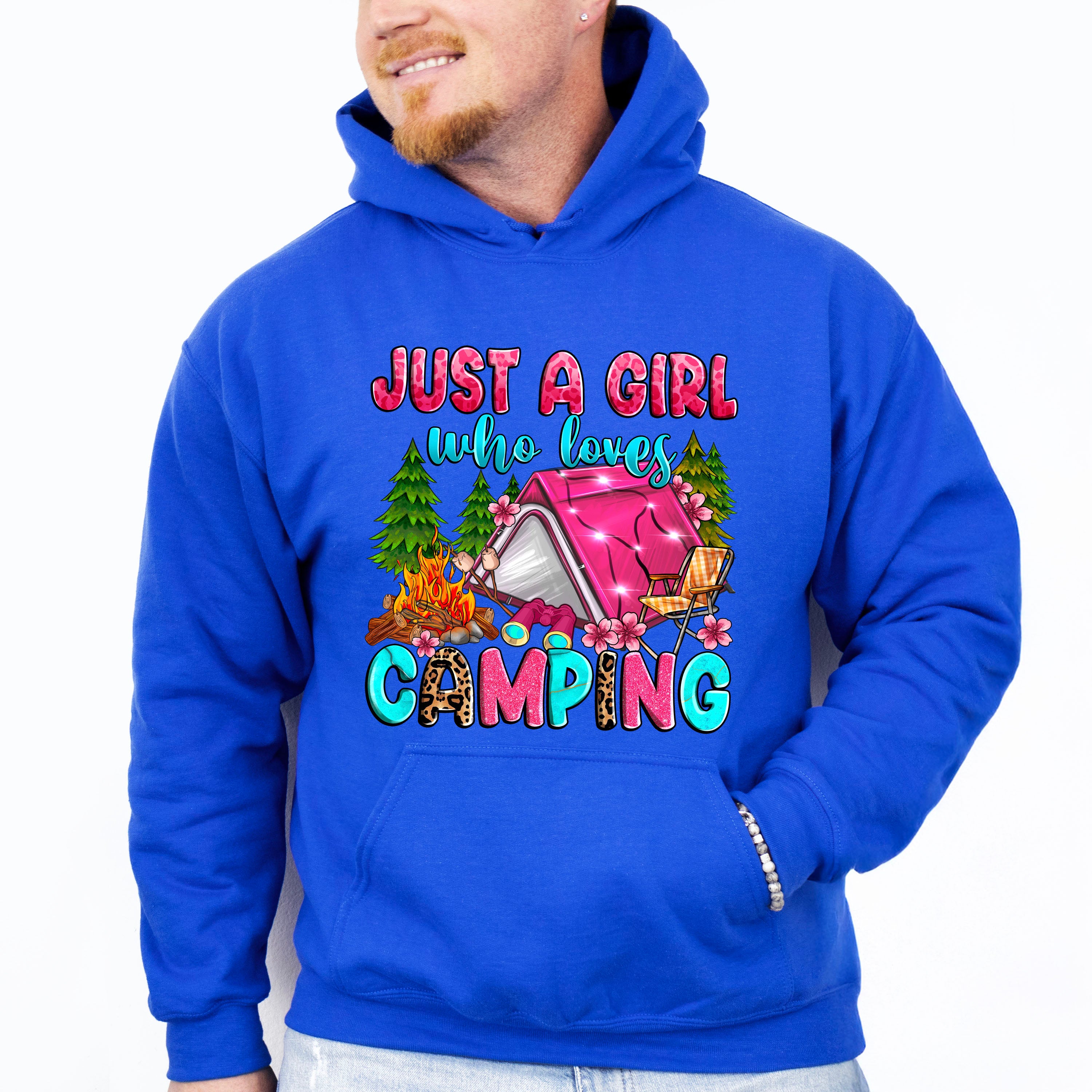 Just a Girl Who Loves Camping Design - Camping Unisex Crewneck T-Shirt Sweatshirt Hoodie