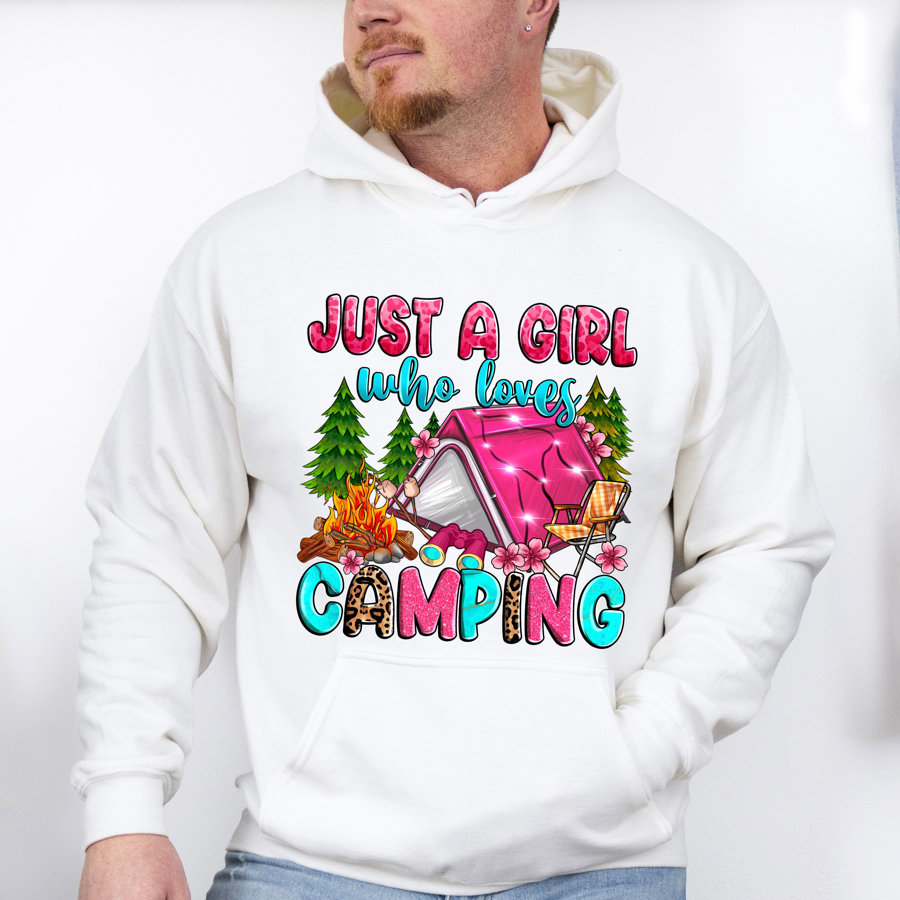 Just a Girl Who Loves Camping Design - Camping Unisex Crewneck T-Shirt Sweatshirt Hoodie