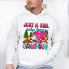 Just a Girl Who Loves Camping Design - Camping Unisex Crewneck T-Shirt Sweatshirt Hoodie