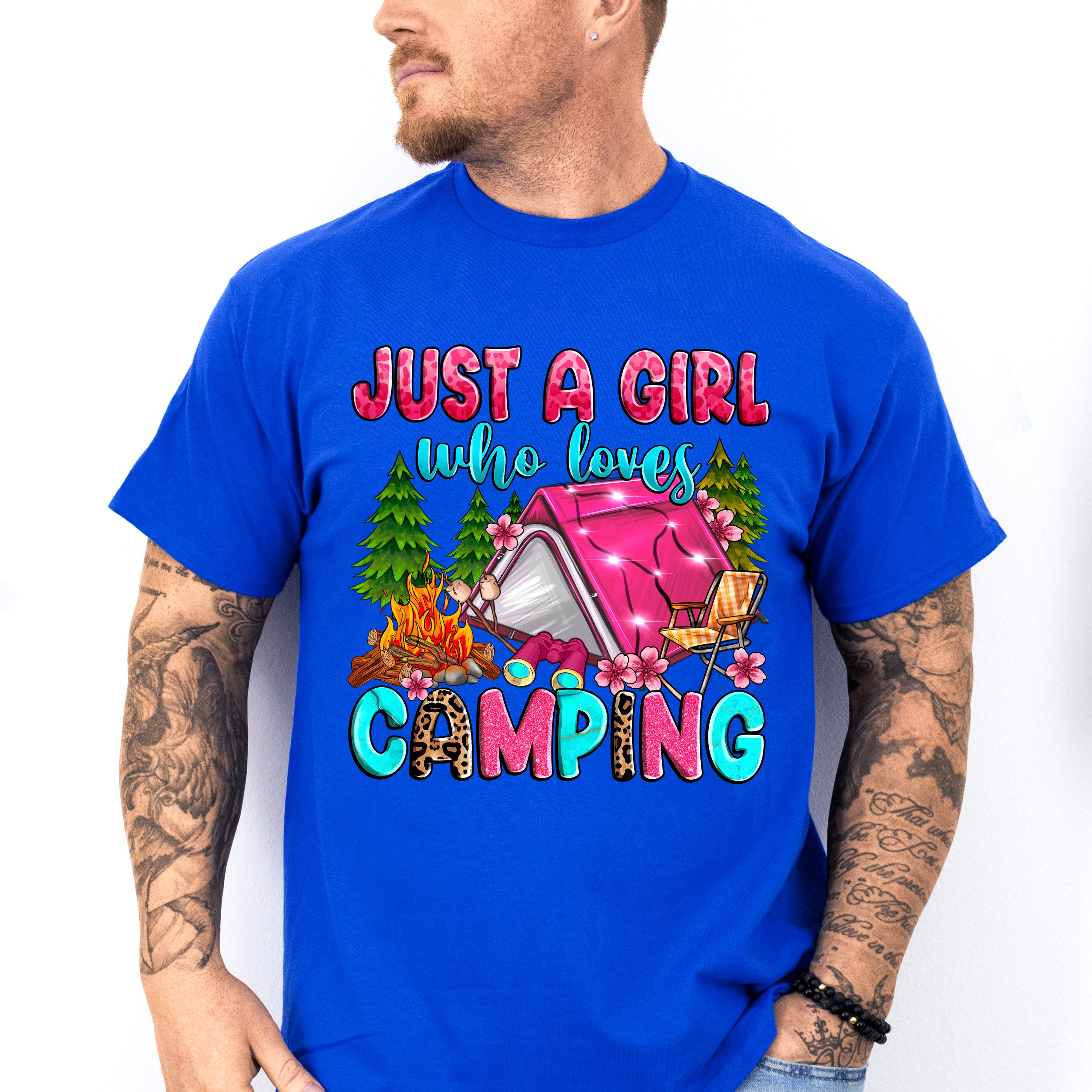 Just a Girl Who Loves Camping Design - Camping Unisex Crewneck T-Shirt Sweatshirt Hoodie