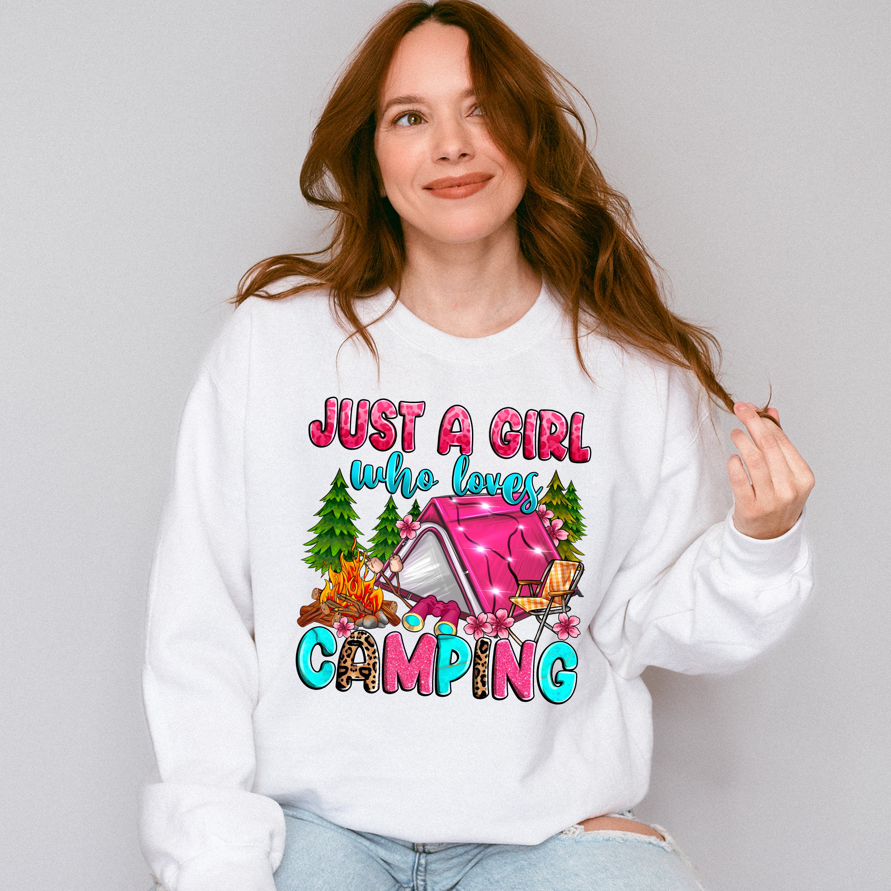 Just a Girl Who Loves Camping Design - Camping Unisex Crewneck T-Shirt Sweatshirt Hoodie