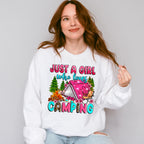 Just a Girl Who Loves Camping Design - Camping Unisex Crewneck T-Shirt Sweatshirt Hoodie
