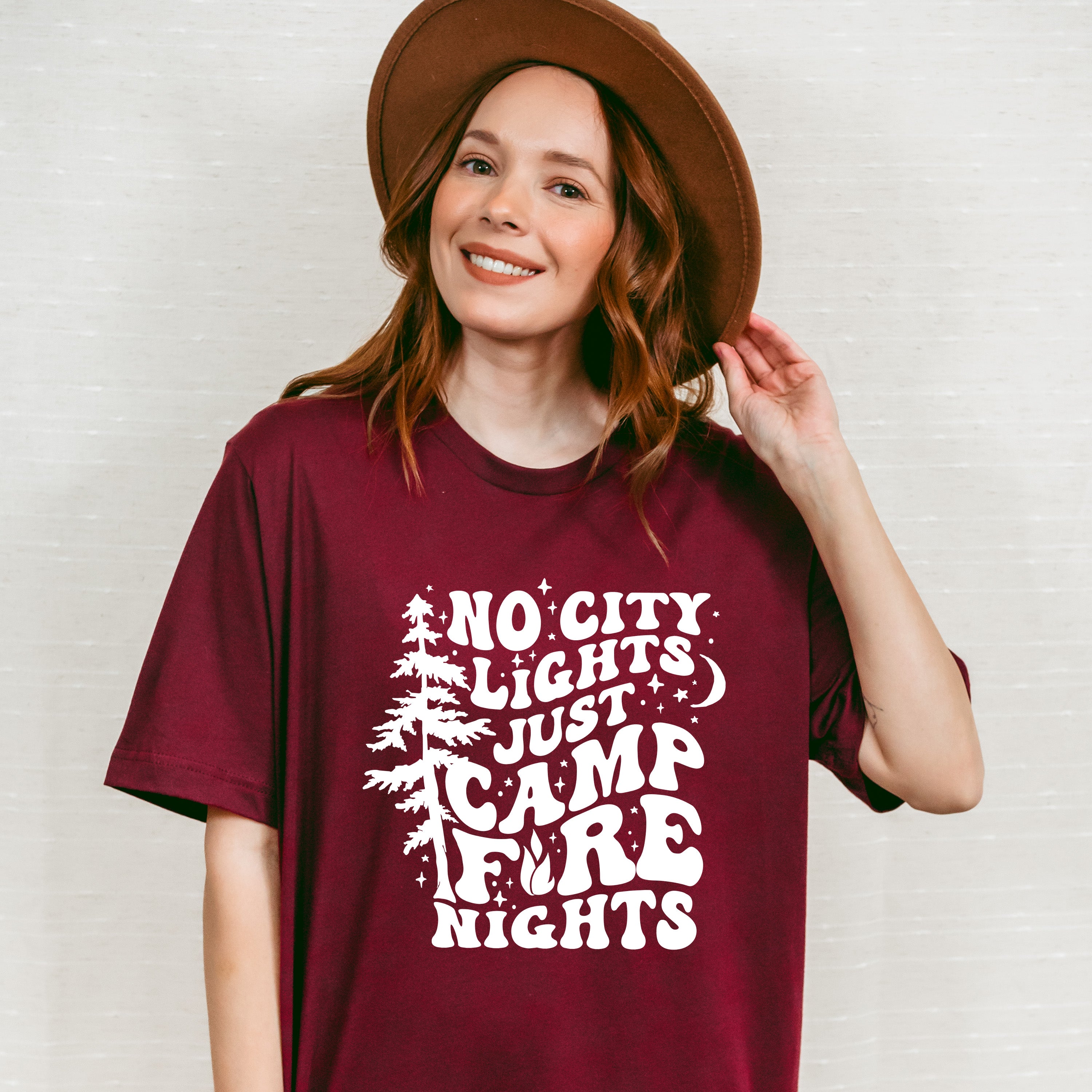 No City Lights Just Camp Fire Nights Design - Camping Unisex Crewneck T-Shirt Sweatshirt Hoodie