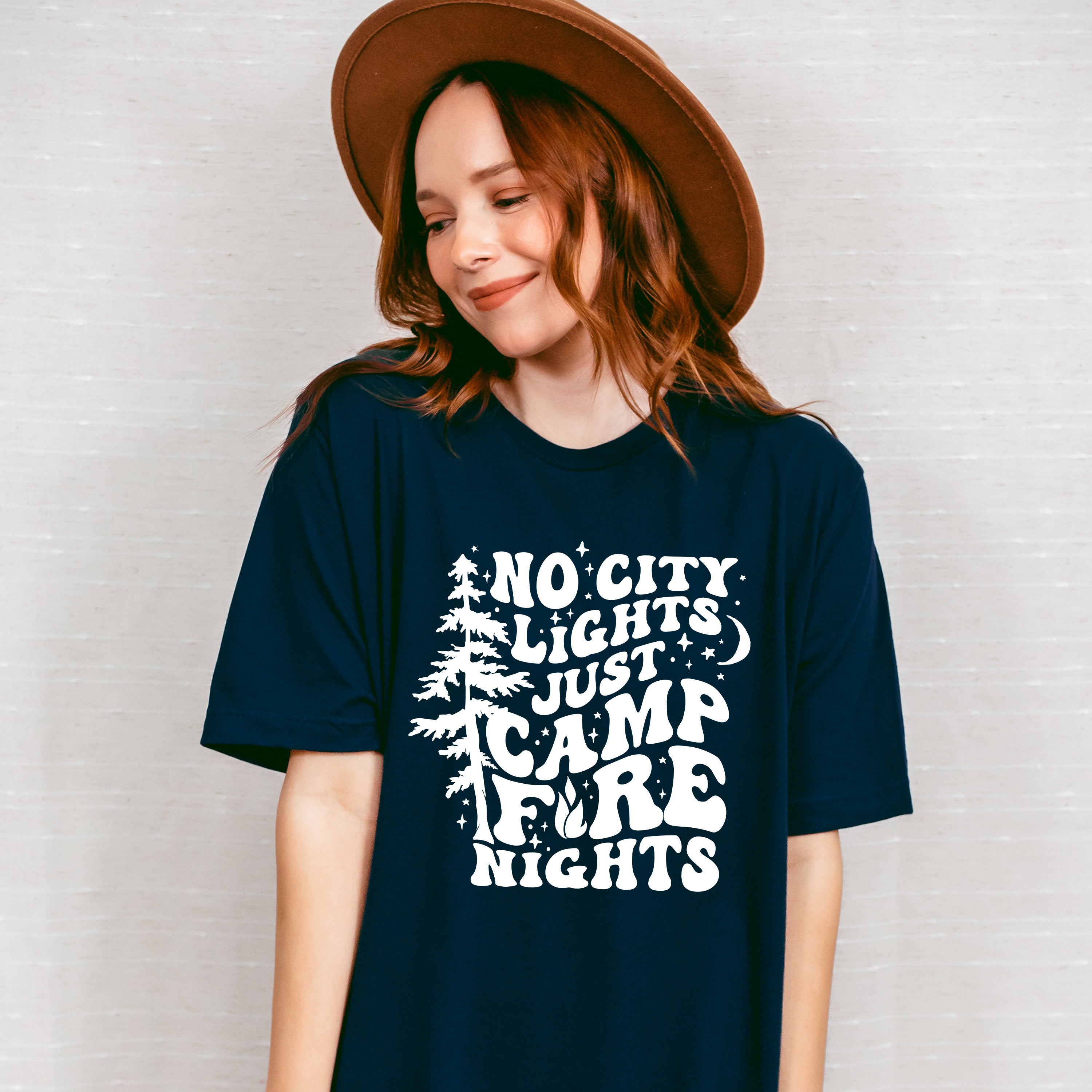 No City Lights Just Camp Fire Nights Design - Camping Unisex Crewneck T-Shirt Sweatshirt Hoodie