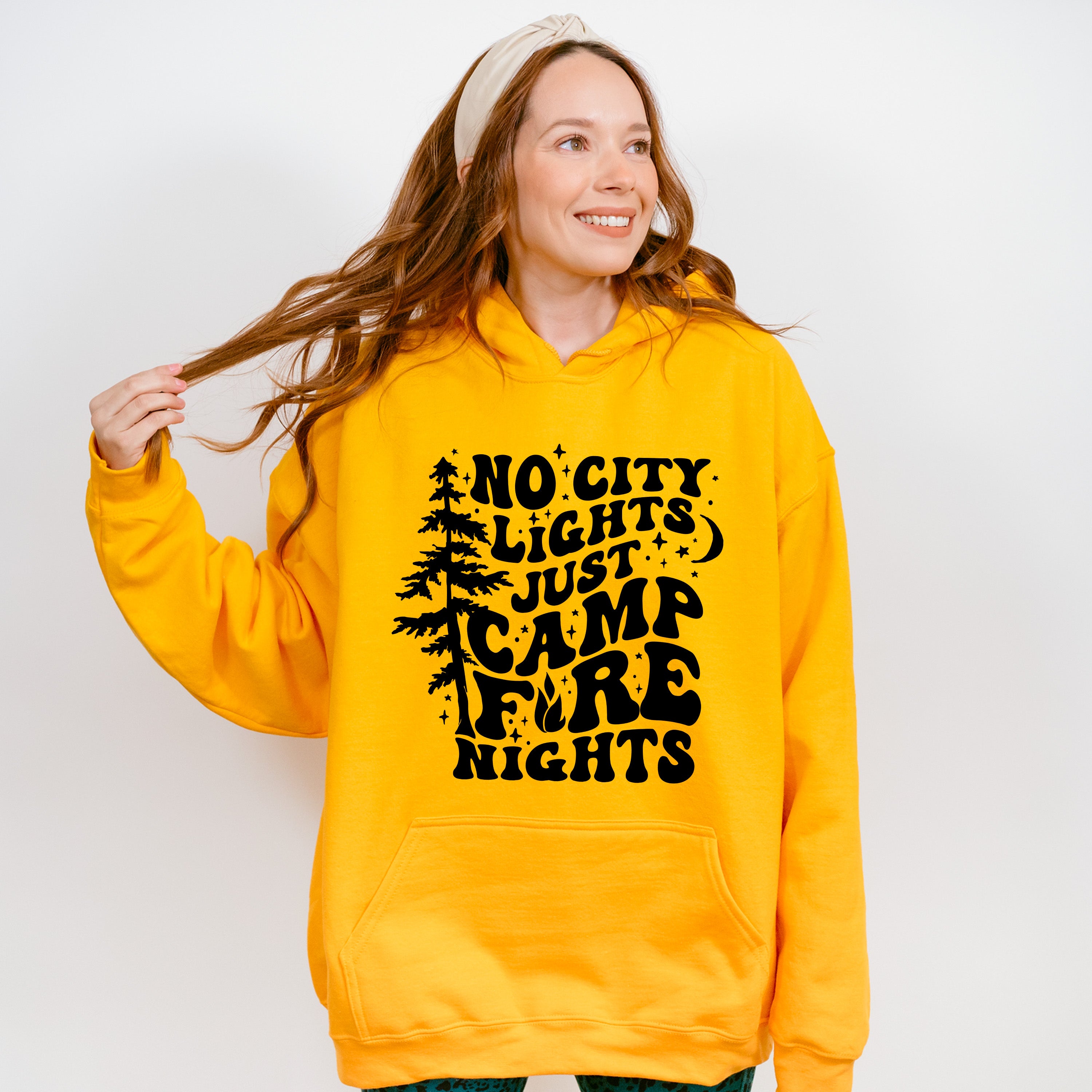 No City Lights Just Camp Fire Nights Design - Camping Unisex Crewneck T-Shirt Sweatshirt Hoodie
