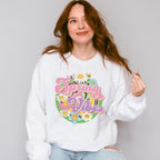 Spring Vibes Flowers Circular Design - Spring Unisex Crewneck T-Shirt Sweatshirt Hoodie