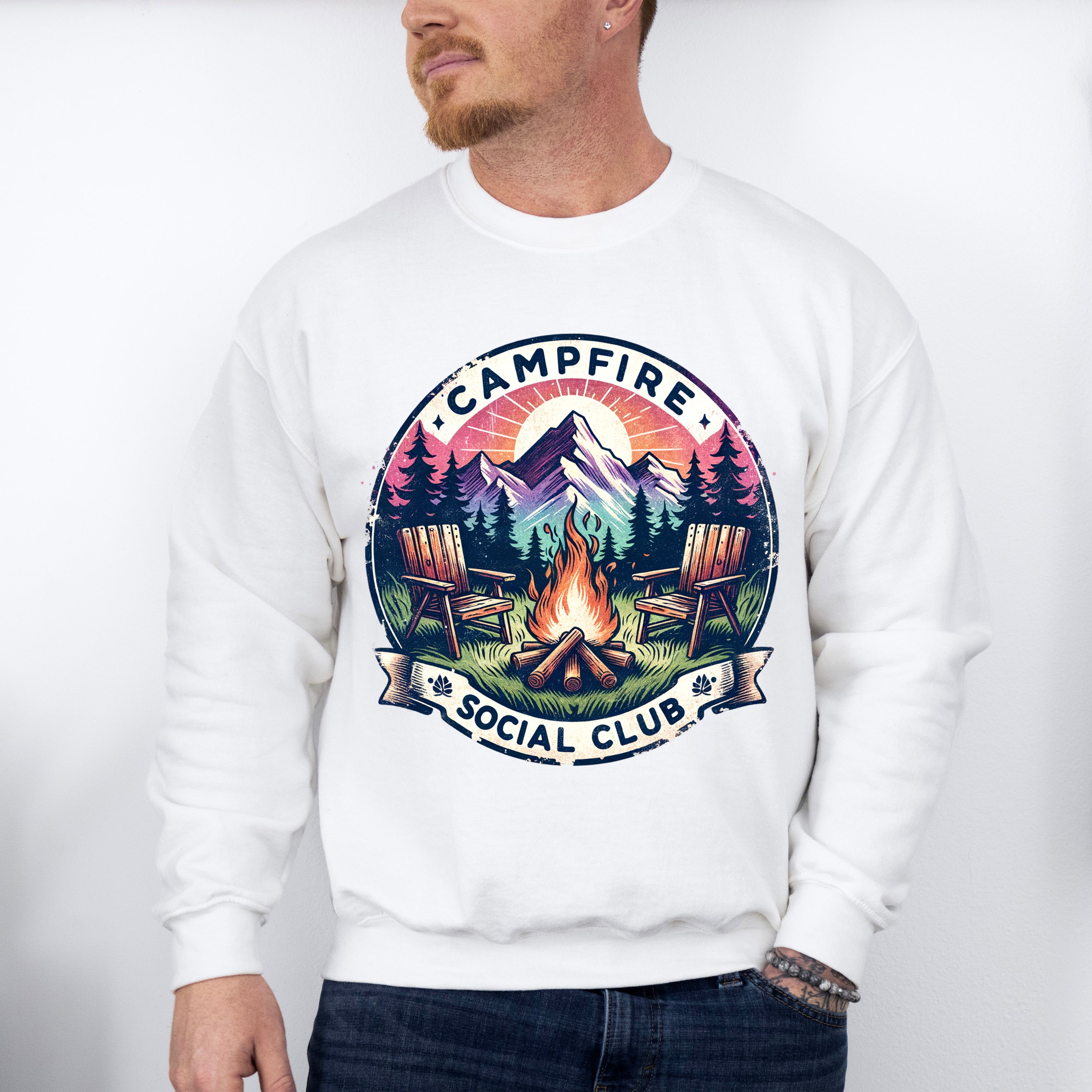 Campfire Social Club Design - Camping Unisex Crewneck T-Shirt Sweatshirt Hoodie