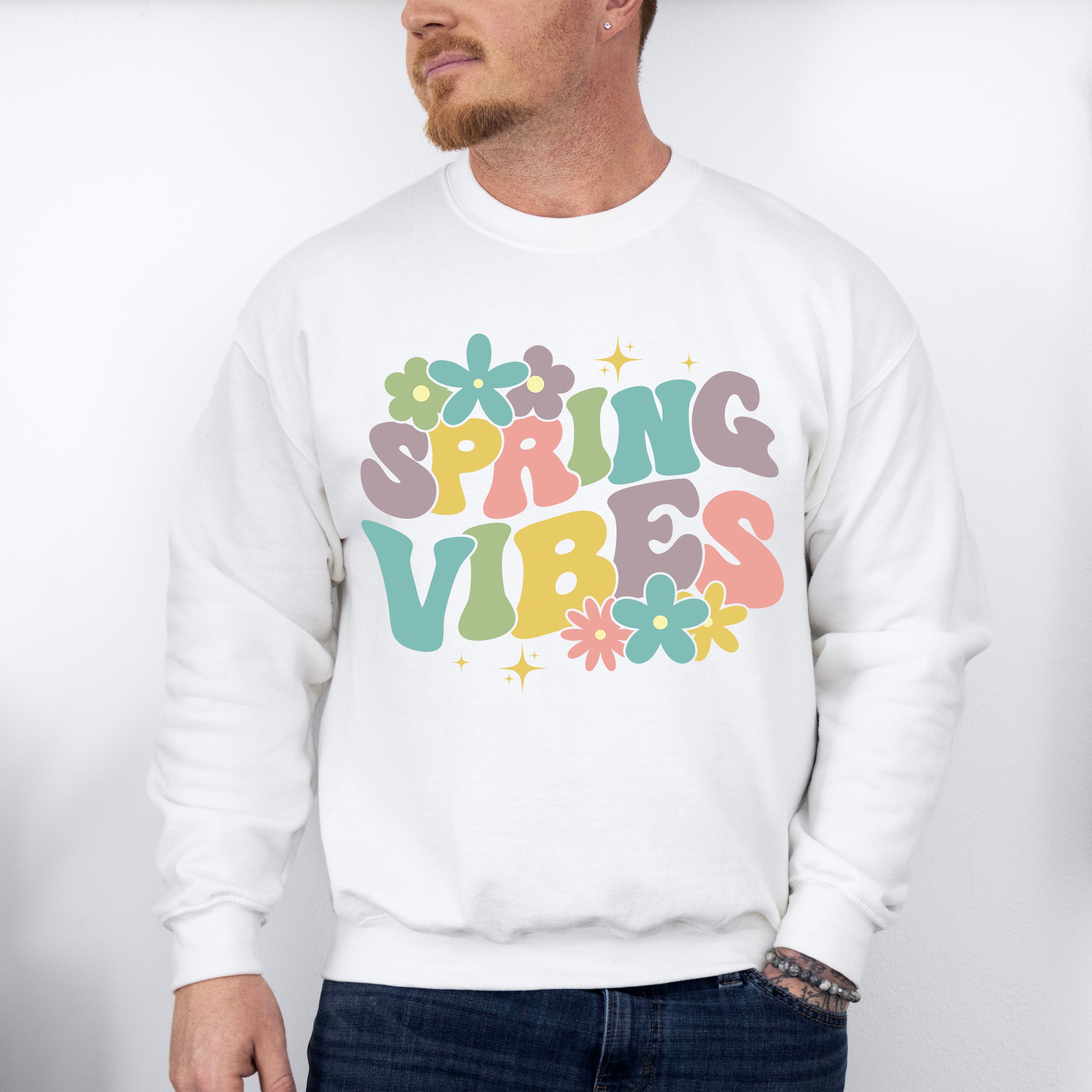 Spring Vibes Retro Flowers - Spring Unisex Crewneck T-Shirt Sweatshirt Hoodie