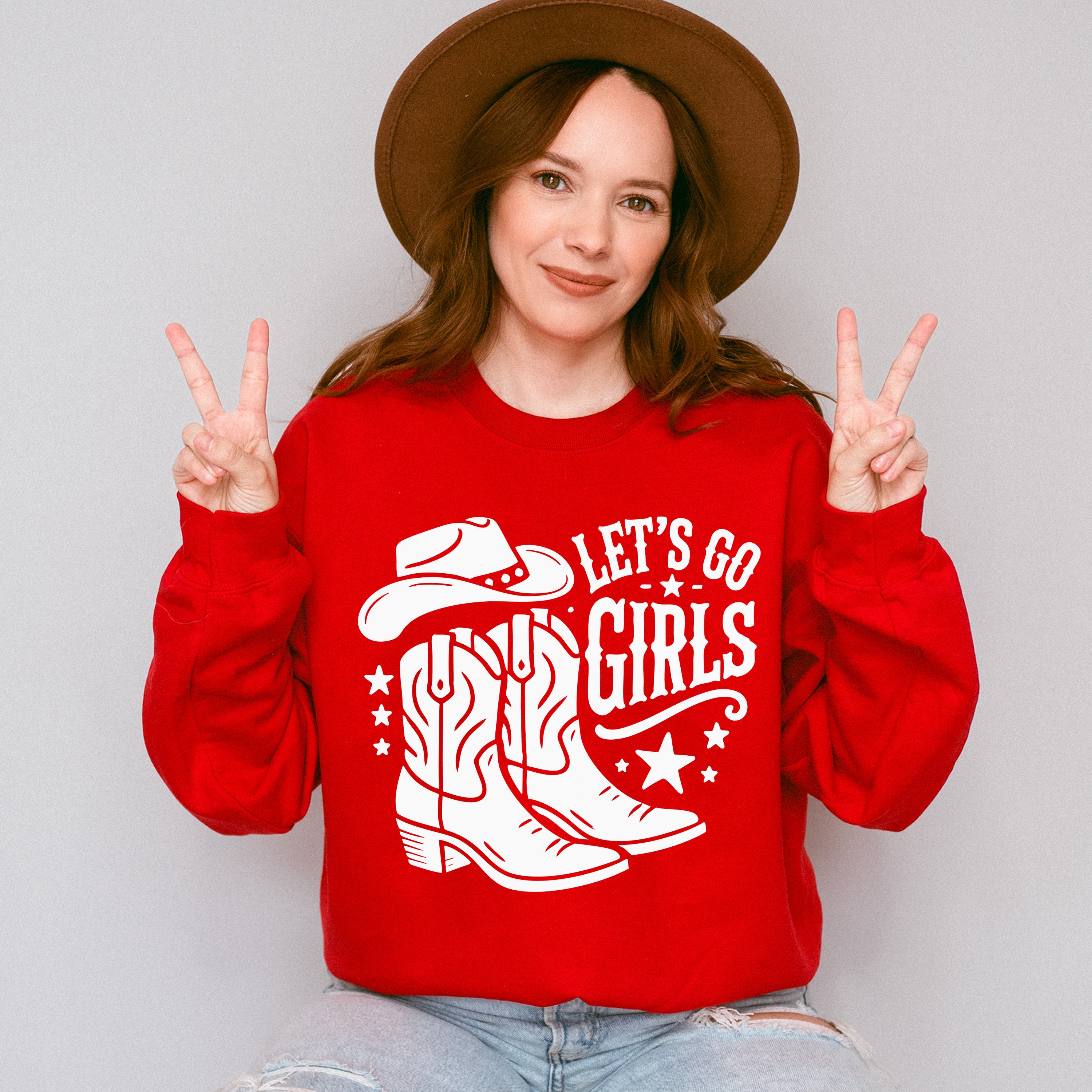 Let's Go Girls Cowboy Boots And Hat - Cowgirl Unisex Crewneck T-Shirt Sweatshirt Hoodie