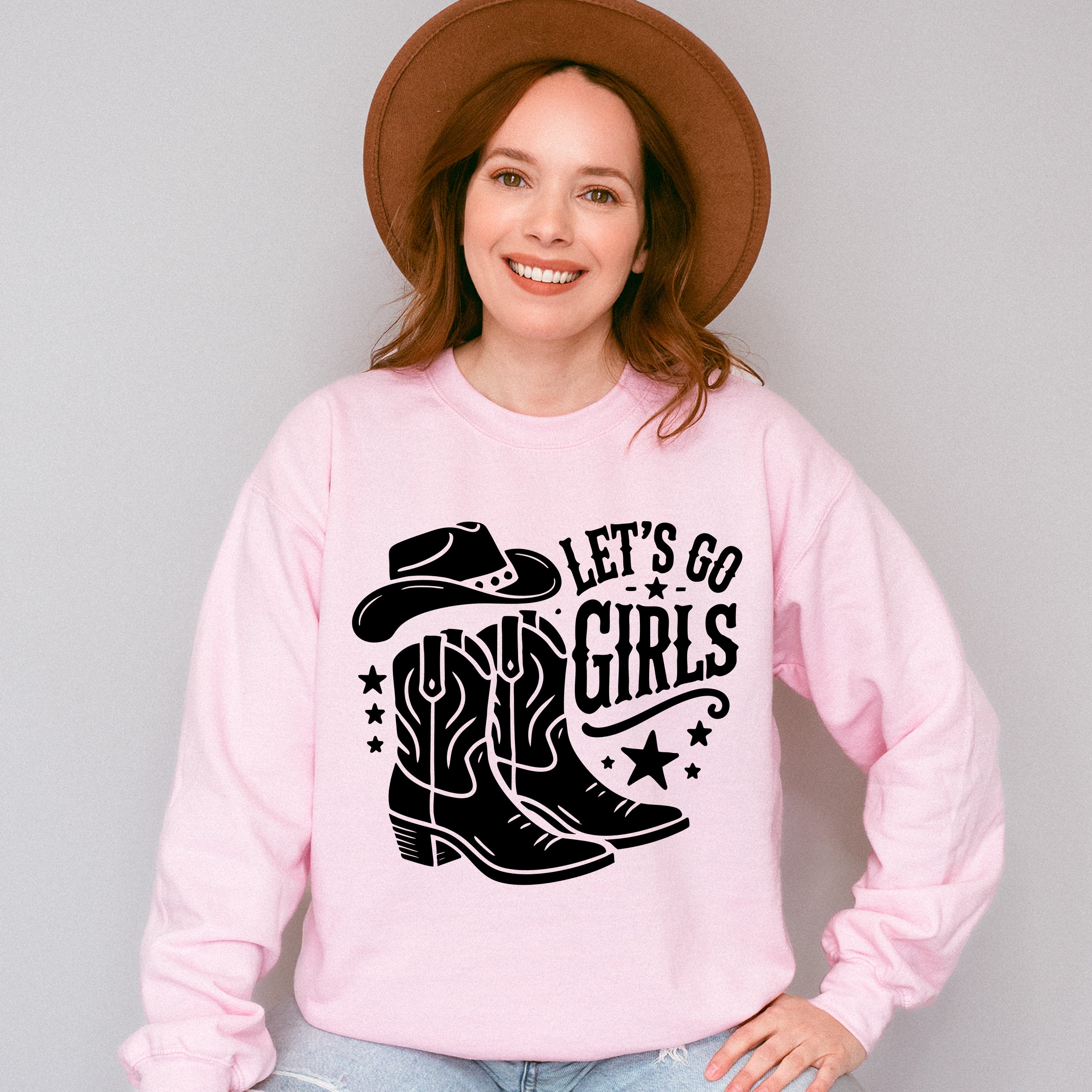 Let's Go Girls Cowboy Boots And Hat - Cowgirl Unisex Crewneck T-Shirt Sweatshirt Hoodie