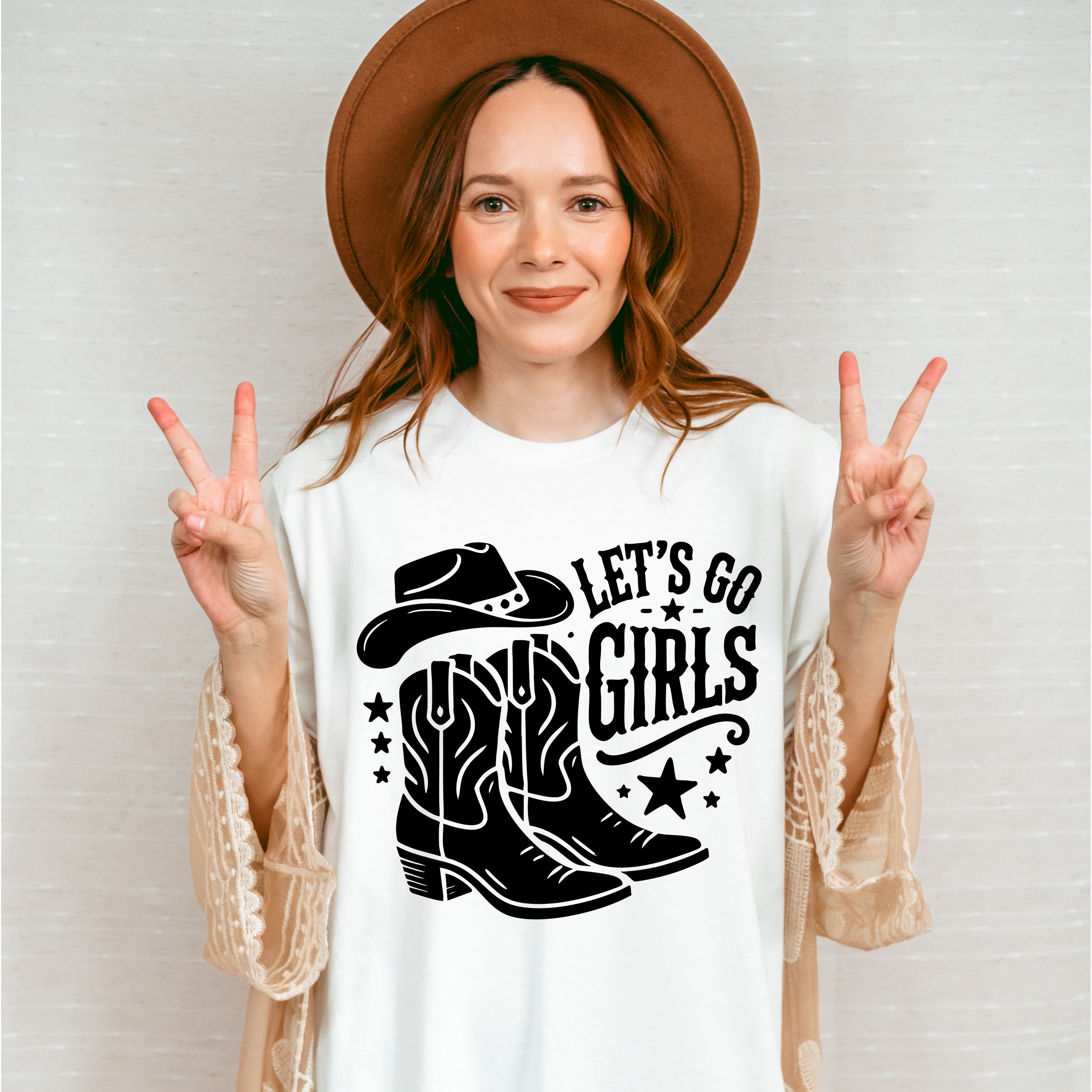 Let's Go Girls Cowboy Boots And Hat - Cowgirl Unisex Crewneck T-Shirt Sweatshirt Hoodie