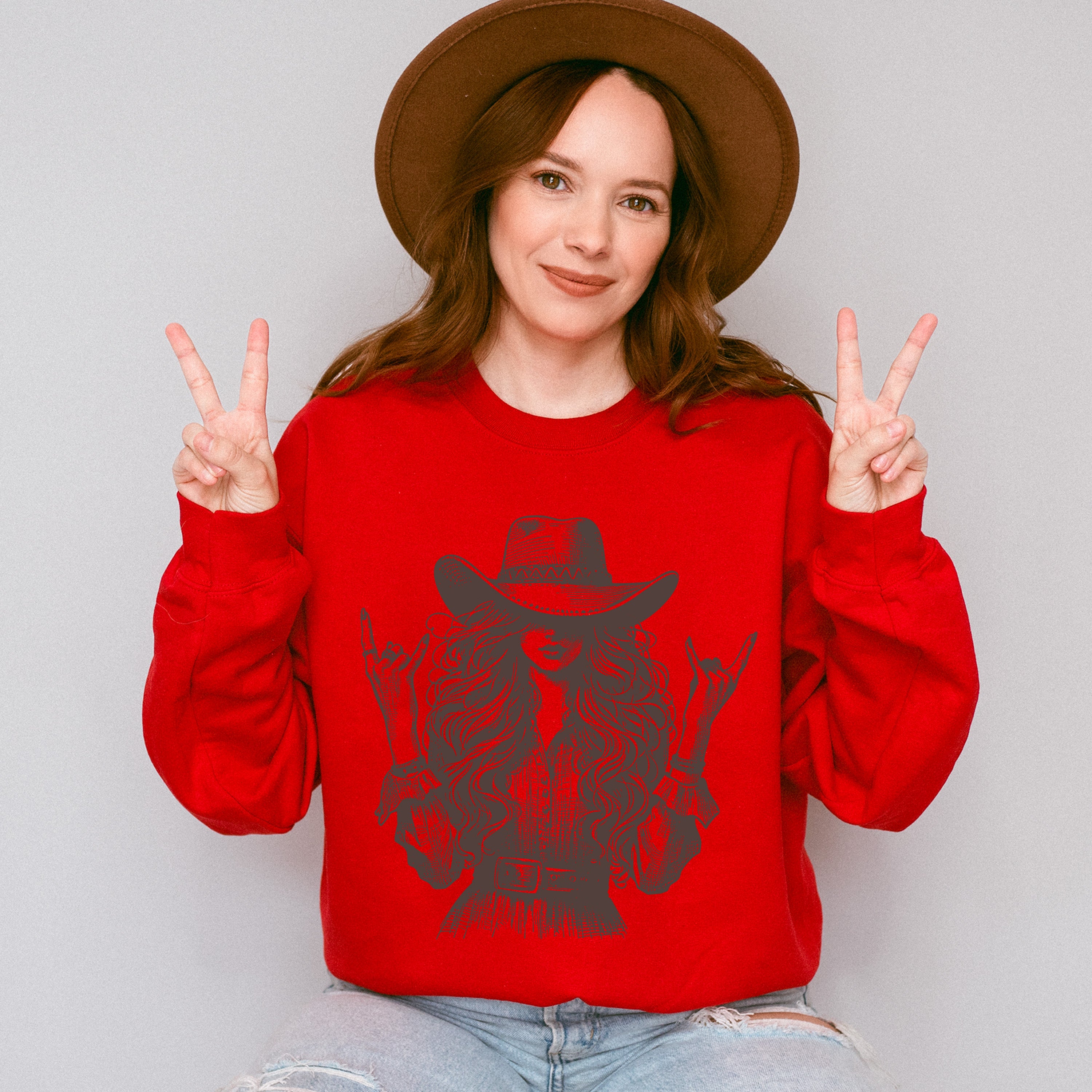 Cowgirl Brown Design - Cowgirl Unisex Crewneck T-Shirt Sweatshirt Hoodie