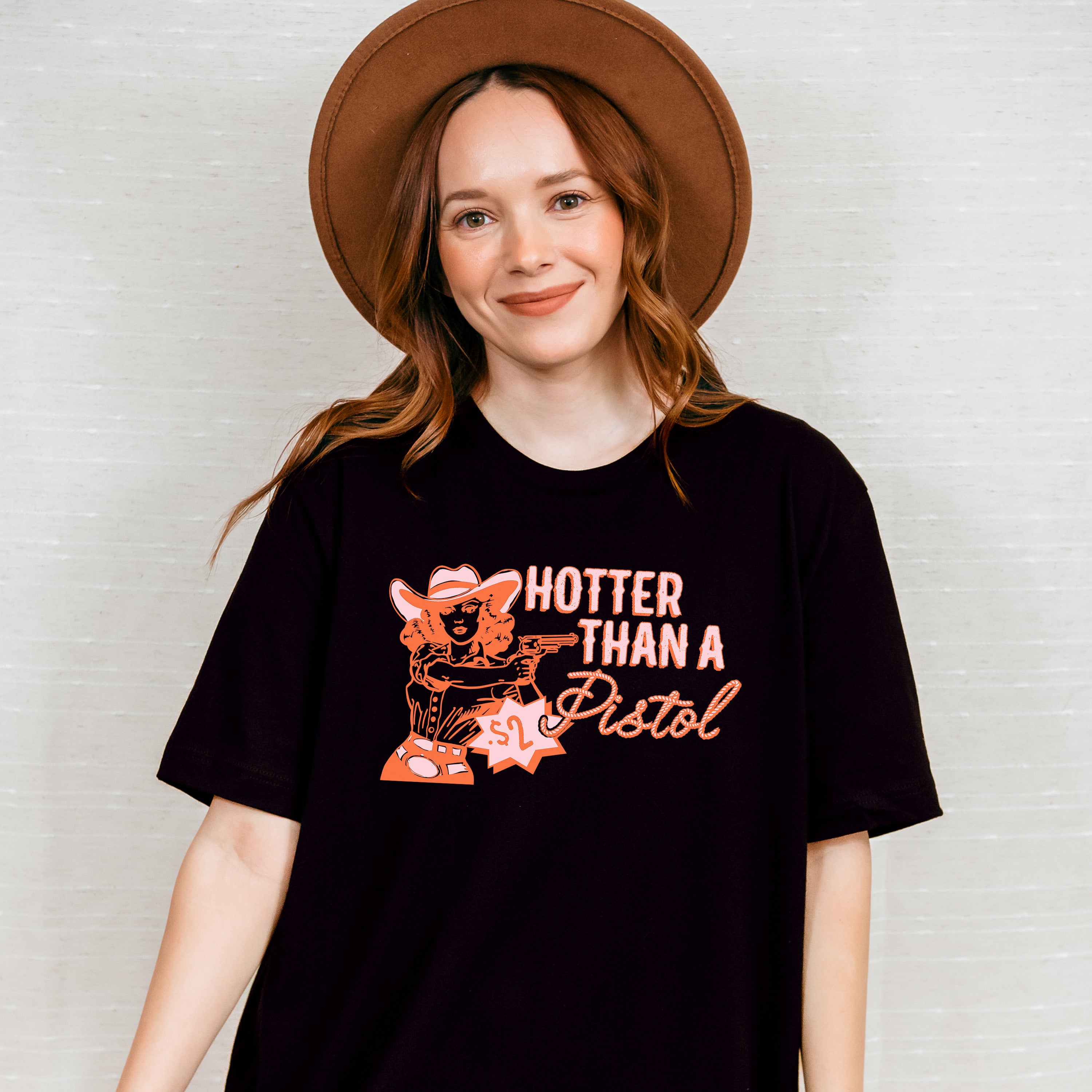 Hotter Than A Pistol - Cowgirl Unisex Crewneck T-Shirt Sweatshirt Hoodie
