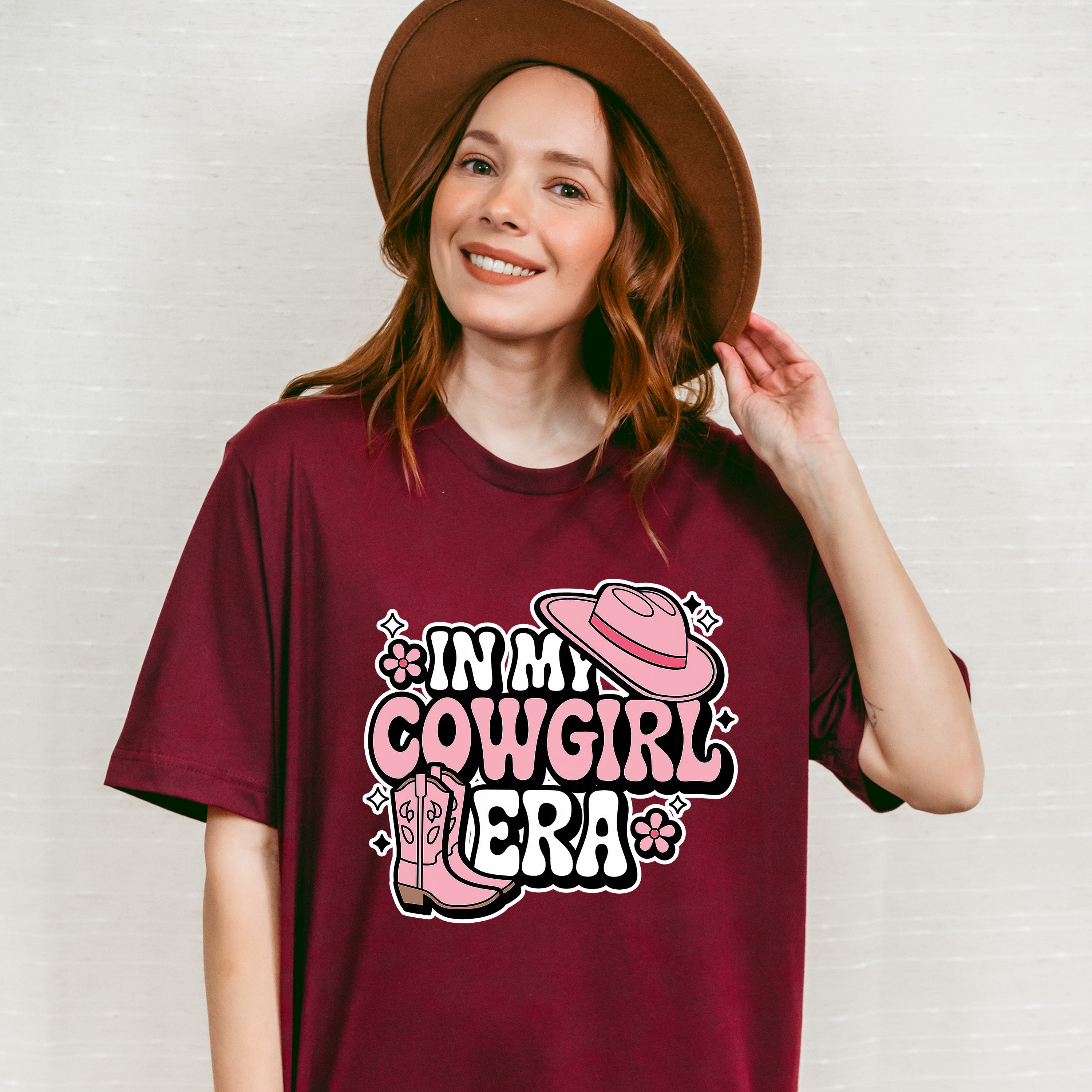 In My Cowgirl Era Pink Boots And Hat - Cowgirl Unisex Crewneck T-Shirt Sweatshirt Hoodie