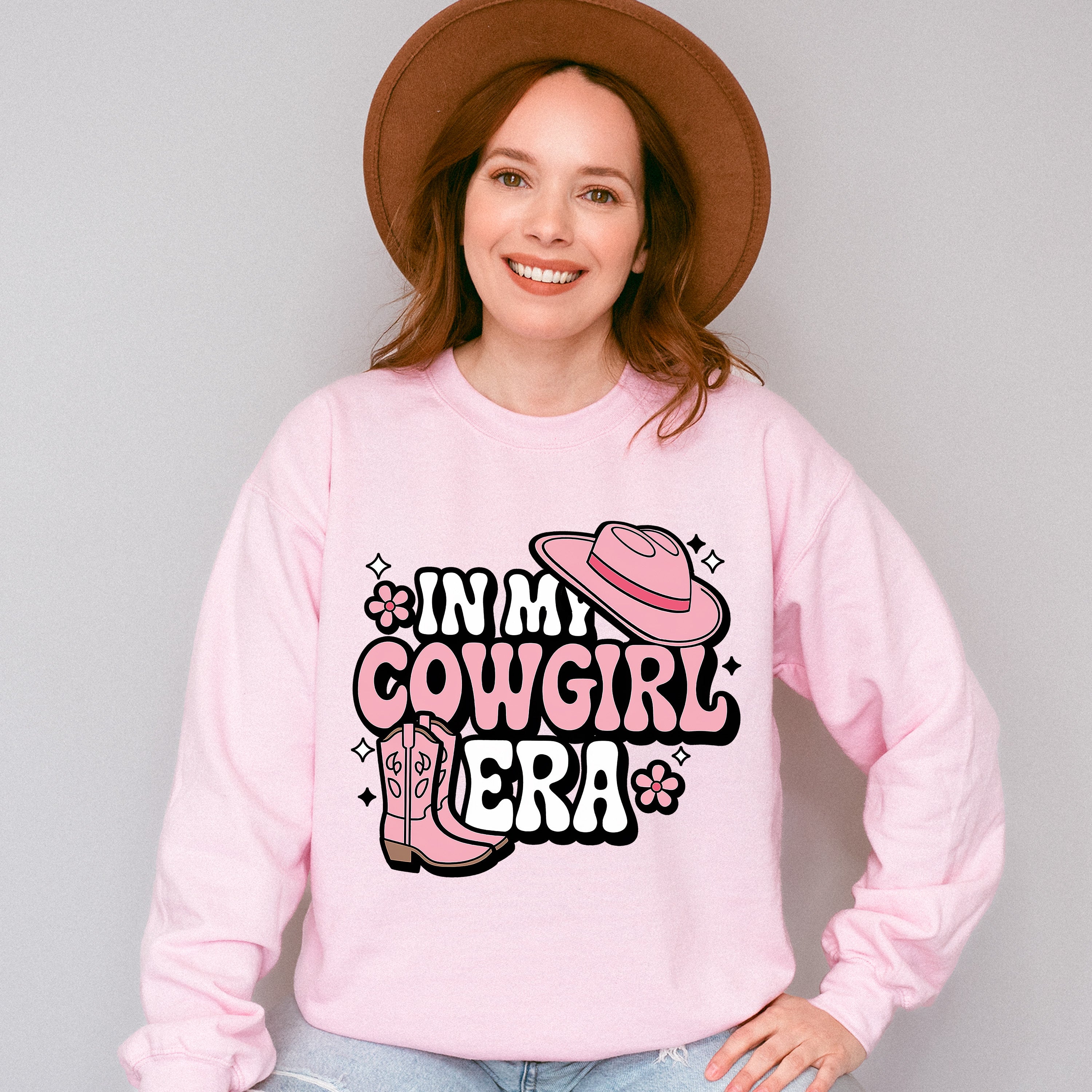 In My Cowgirl Era Pink Boots And Hat - Cowgirl Unisex Crewneck T-Shirt Sweatshirt Hoodie