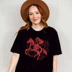 Cool Cowgirl Black And Red - Cowgirl Unisex Crewneck T-Shirt Sweatshirt Hoodie