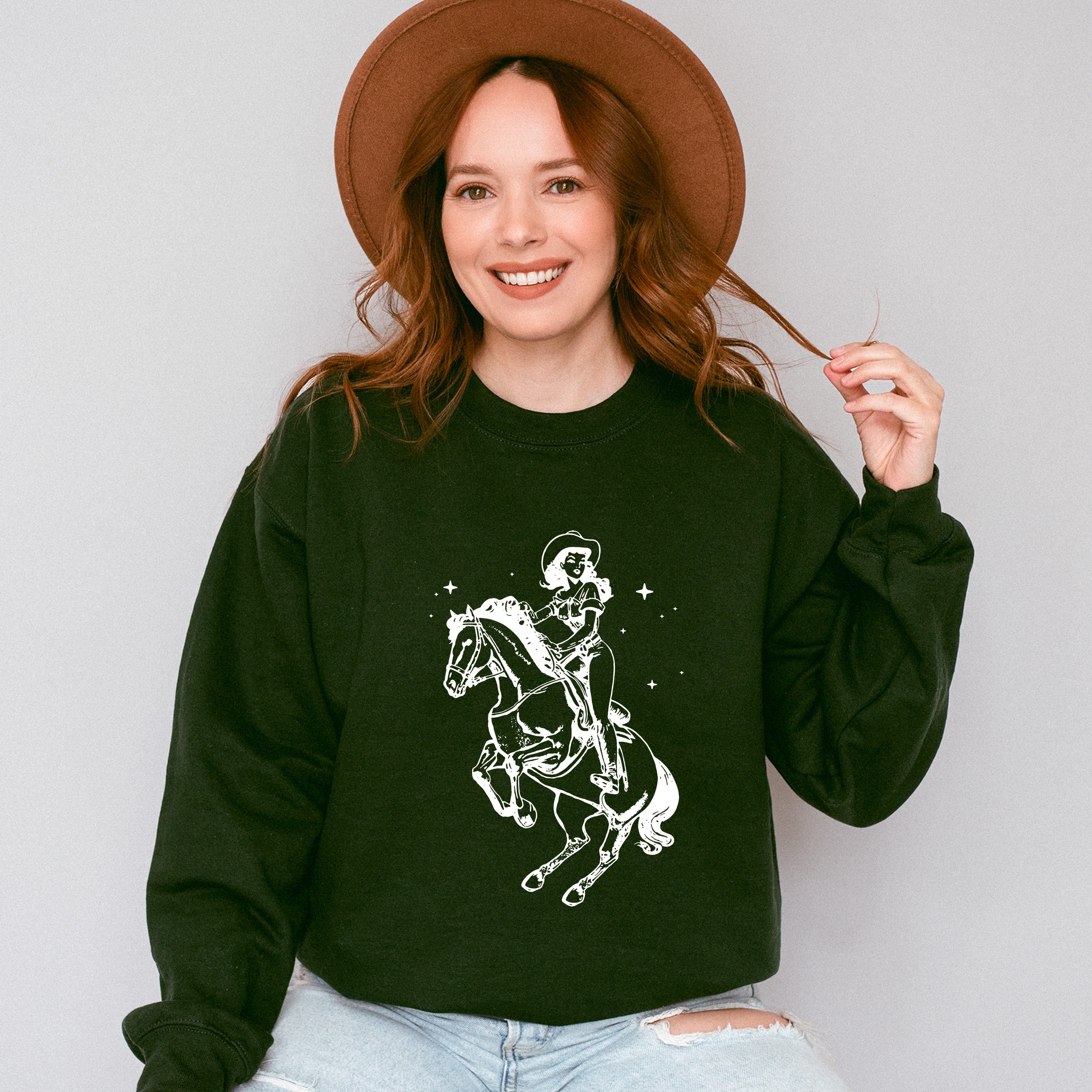 Cool Cowgirl Riding - Cowgirl Unisex Crewneck T-Shirt Sweatshirt Hoodie
