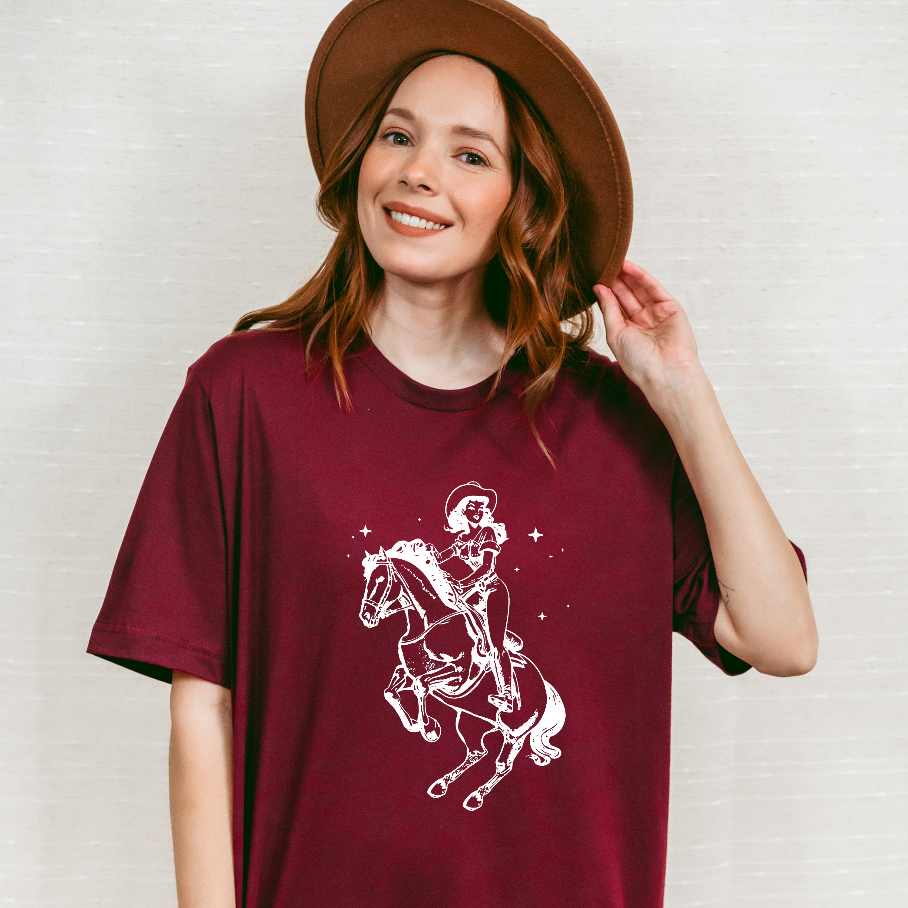 Cool Cowgirl Riding - Cowgirl Unisex Crewneck T-Shirt Sweatshirt Hoodie