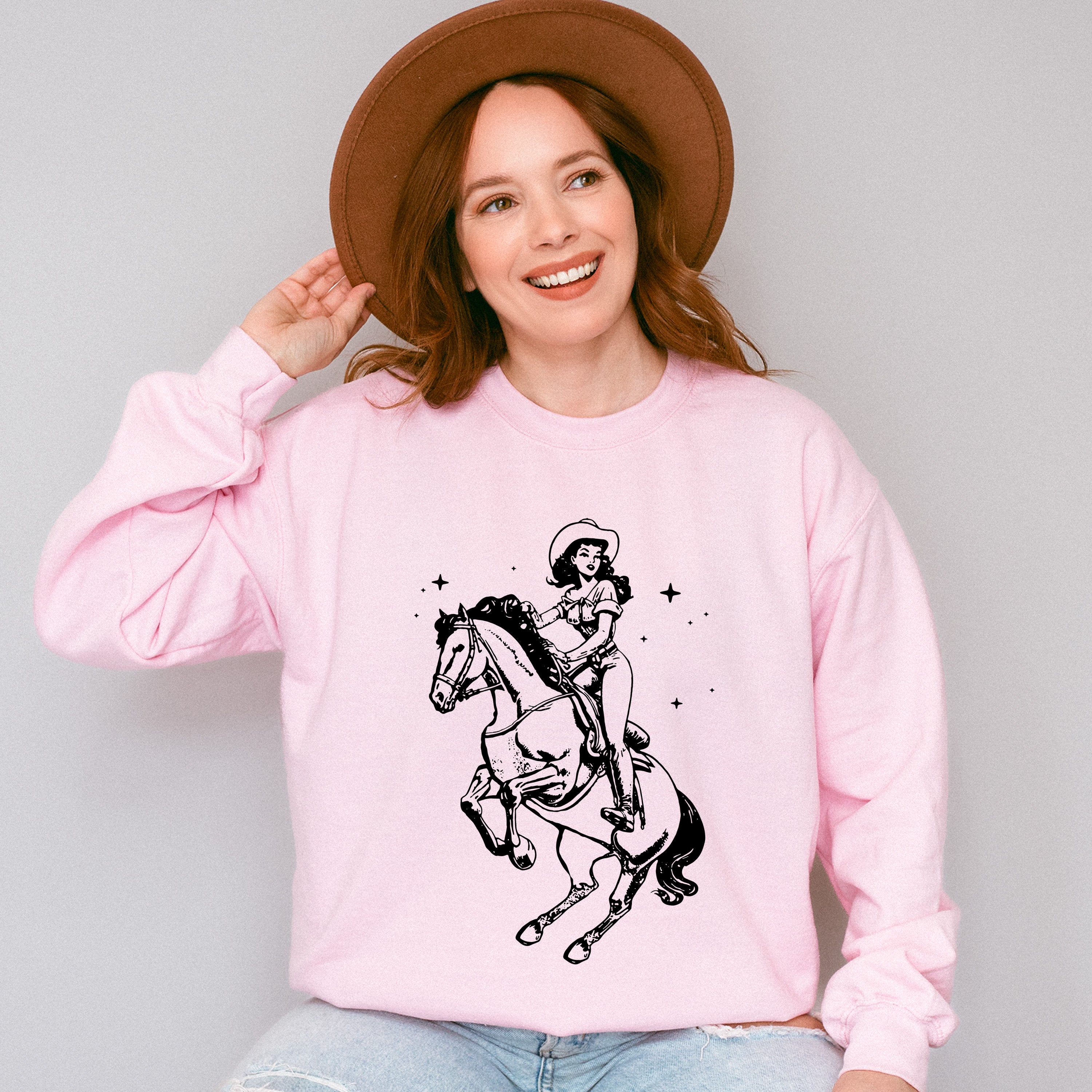 Cool Cowgirl Riding - Cowgirl Unisex Crewneck T-Shirt Sweatshirt Hoodie