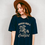 Shoulda Been A Cowgirl Riding Design - Cowgirl Unisex Crewneck T-Shirt Sweatshirt Hoodie