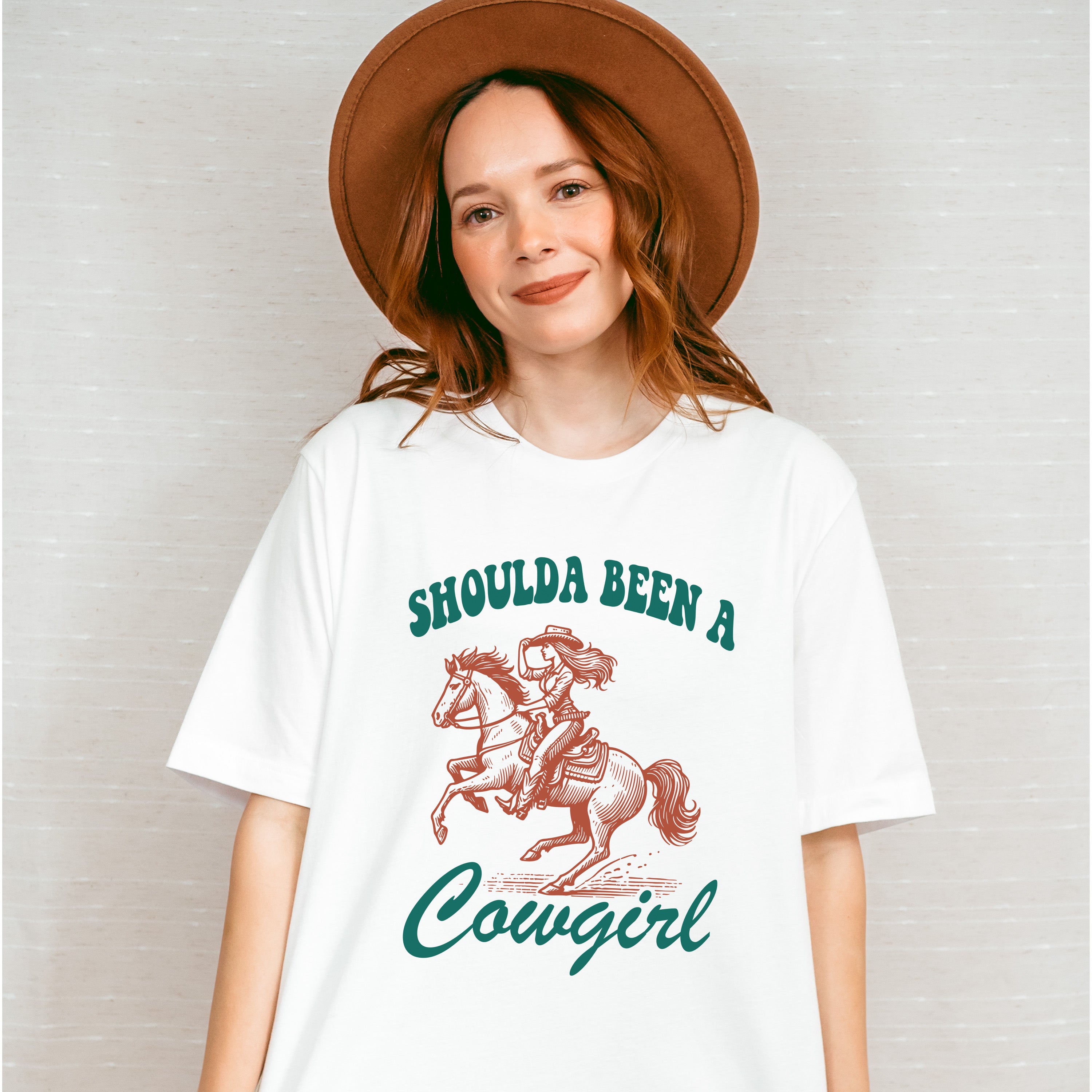 Shoulda Been A Cowgirl Riding Design - Cowgirl Unisex Crewneck T-Shirt Sweatshirt Hoodie