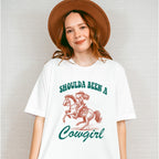 Shoulda Been A Cowgirl Riding Design - Cowgirl Unisex Crewneck T-Shirt Sweatshirt Hoodie