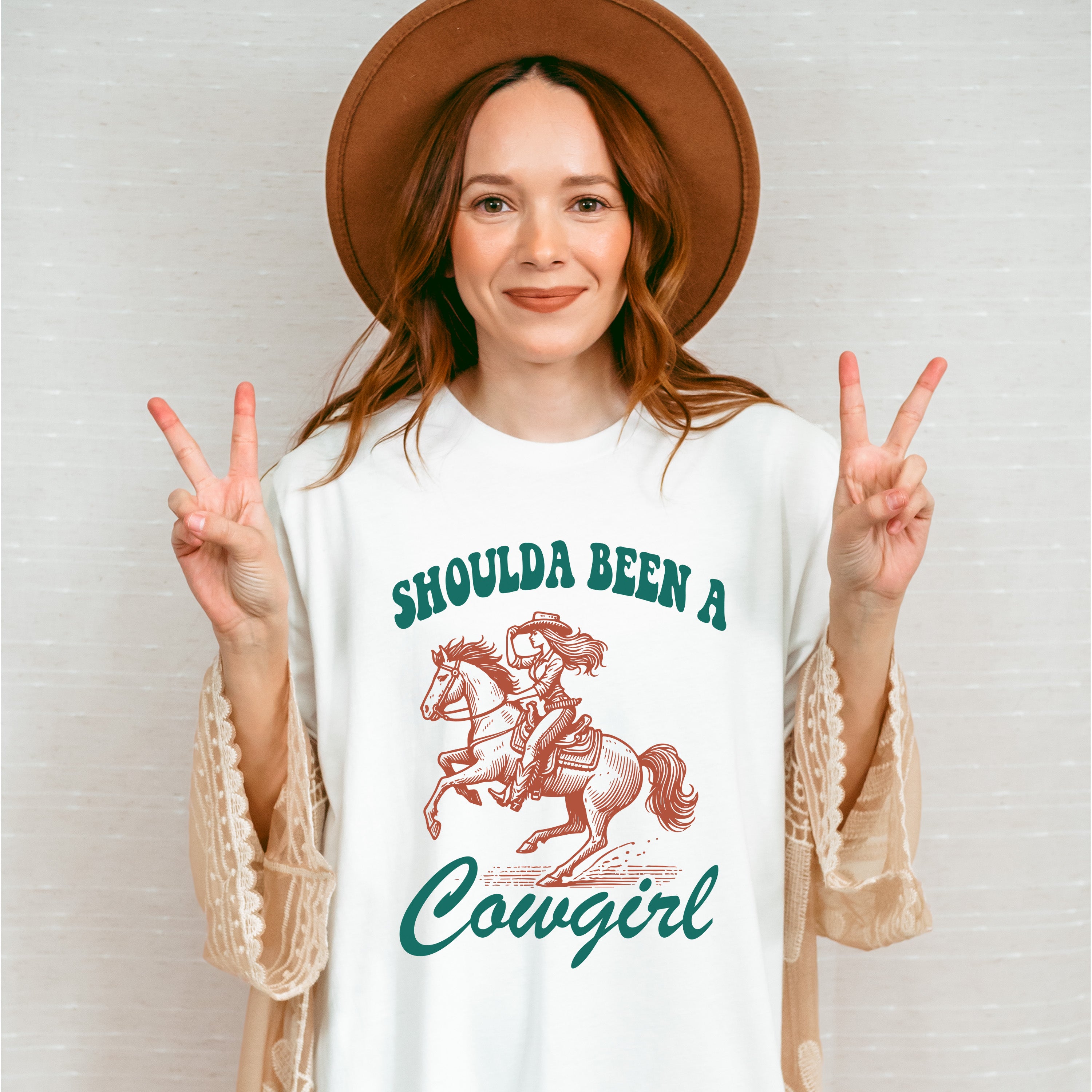 Shoulda Been A Cowgirl Riding Design - Cowgirl Unisex Crewneck T-Shirt Sweatshirt Hoodie