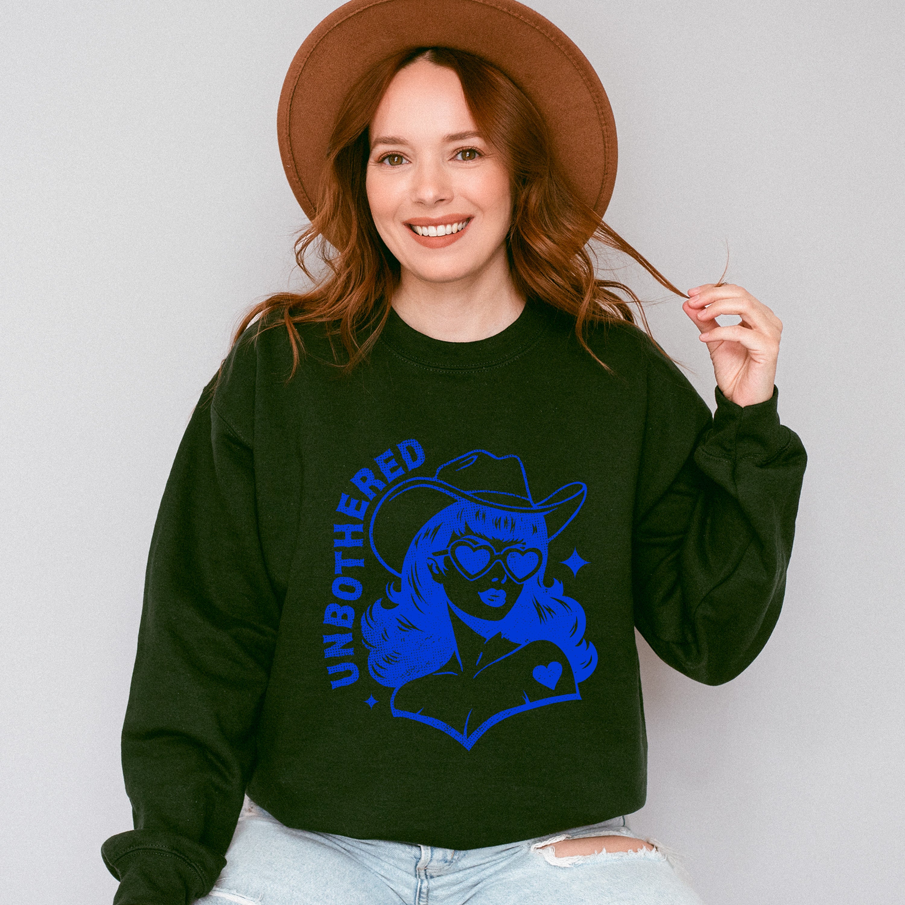 Unbothered Cowgirl - Cowgirl Unisex Crewneck T-Shirt Sweatshirt Hoodie