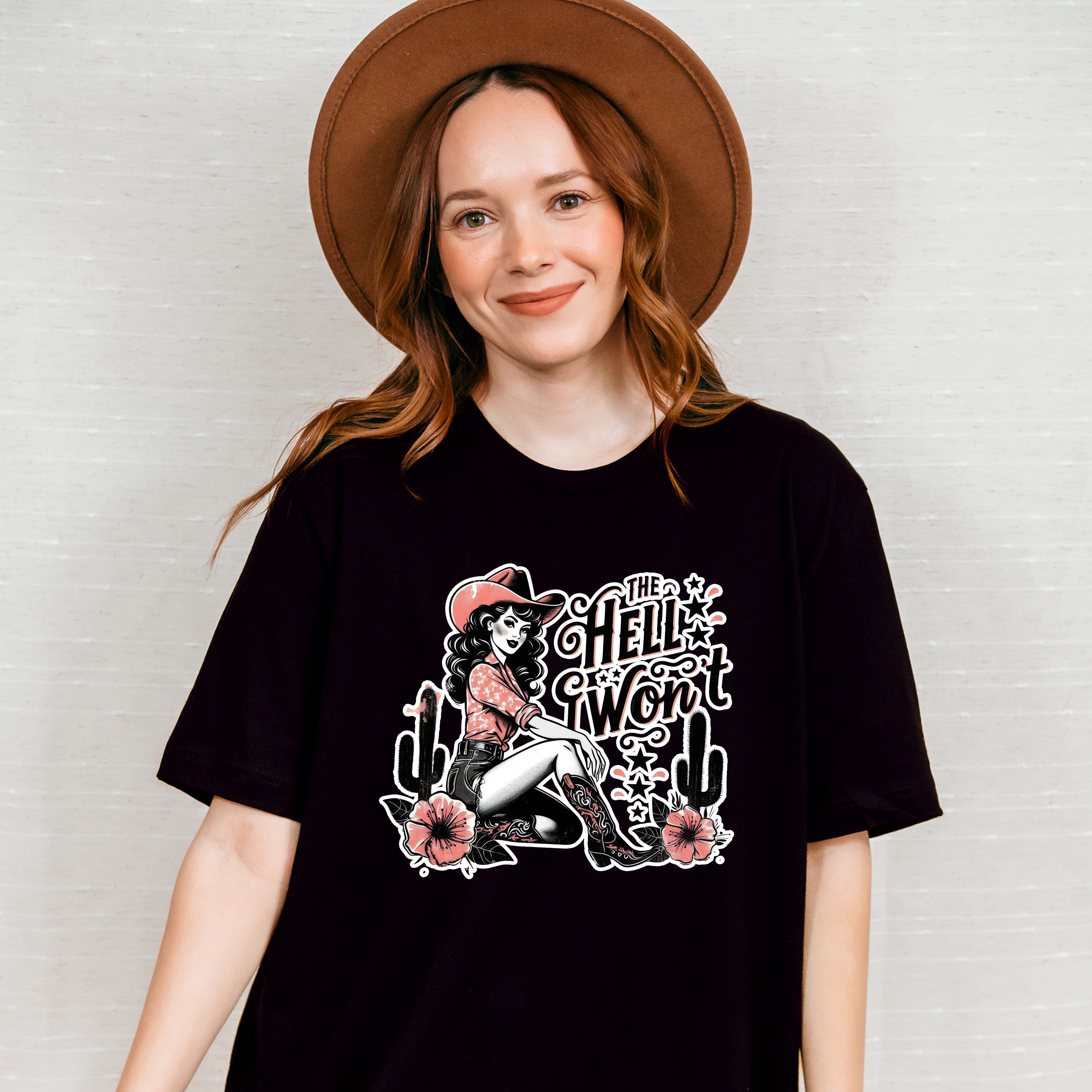 The Hell I Won't Flowers - Cowgirl Unisex Crewneck T-Shirt Sweatshirt Hoodie