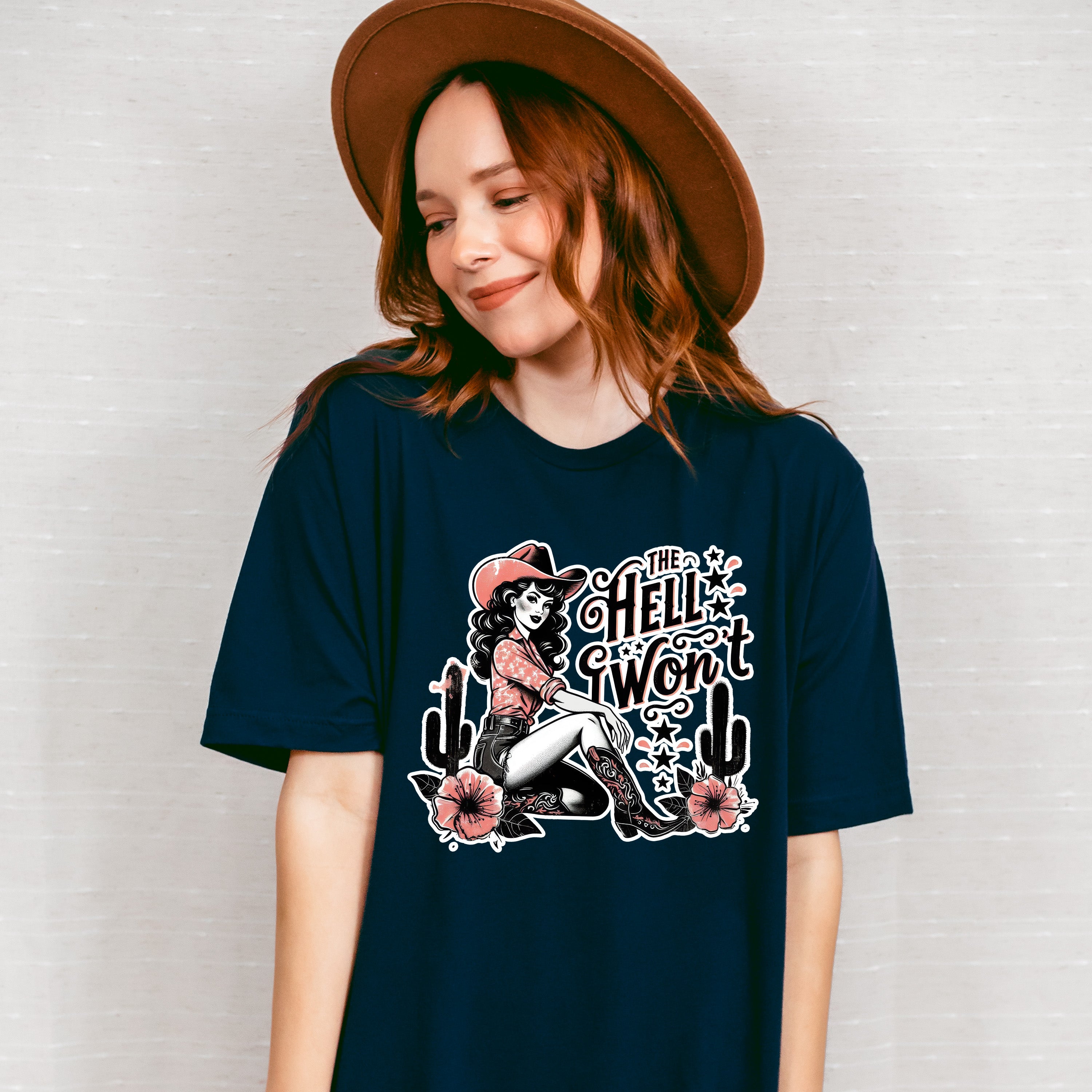 The Hell I Won't Flowers - Cowgirl Unisex Crewneck T-Shirt Sweatshirt Hoodie