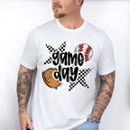 Game Day Checkered Stars Design - Baseball Unisex Crewneck T-Shirt Sweatshirt Hoodie