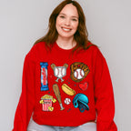 Baseball Hot Dog Popcorn - Baseball Unisex Crewneck T-Shirt Sweatshirt Hoodie