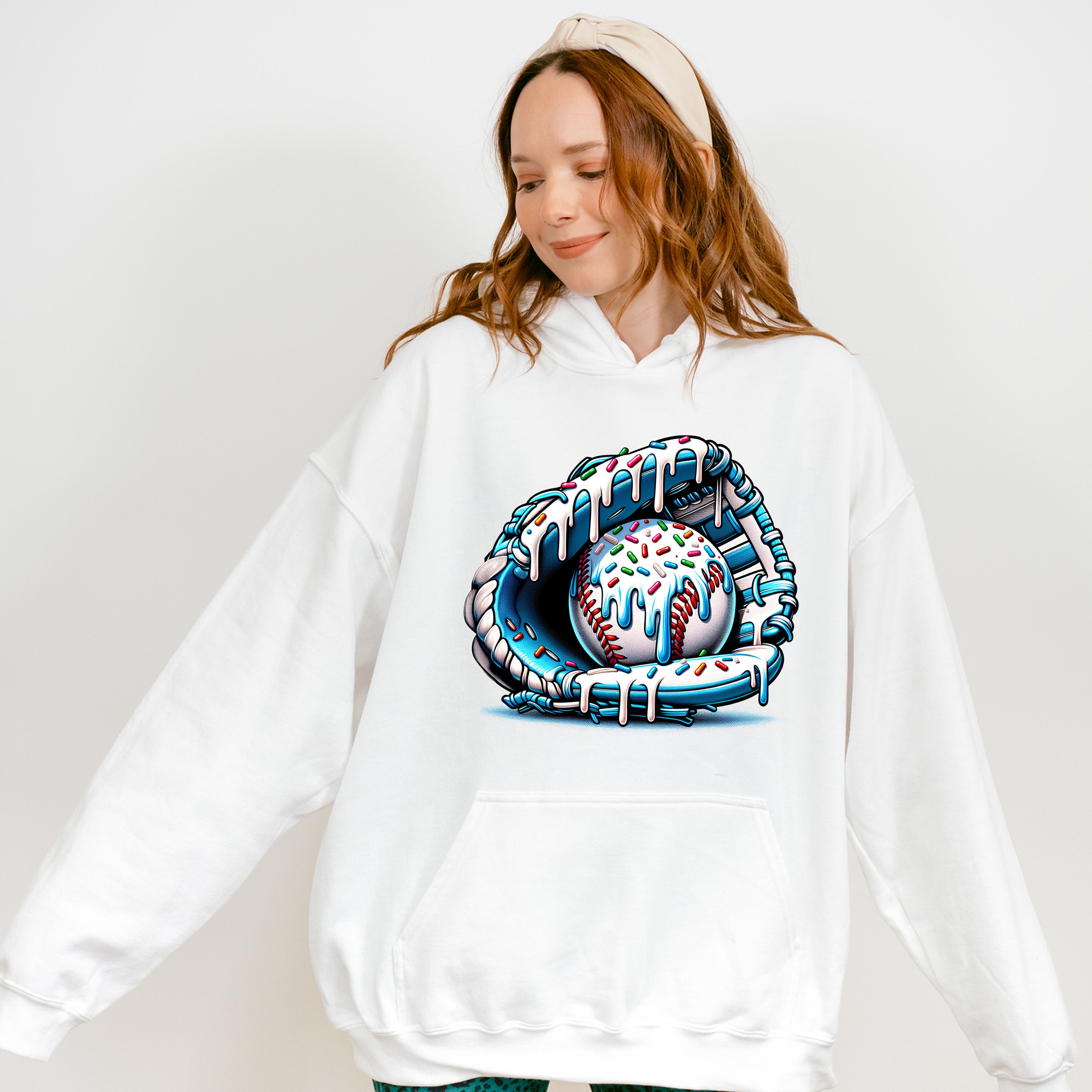 Baseball Glove Blue Design - Baseball Unisex Crewneck T-Shirt Sweatshirt Hoodie