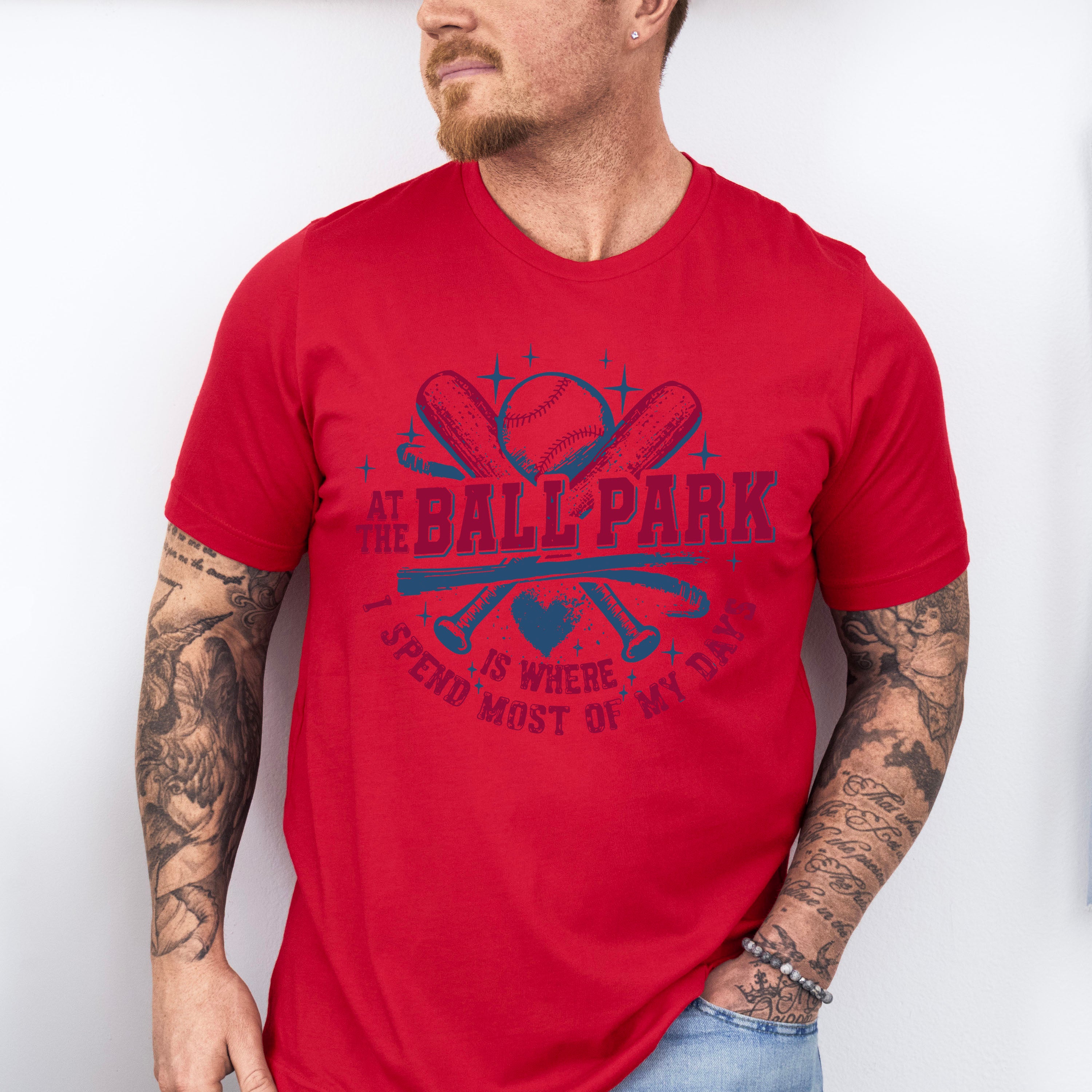 At The Ball Park Is Where I Spend Most Of My Days - Baseball Unisex Crewneck T-Shirt Sweatshirt Hoodie