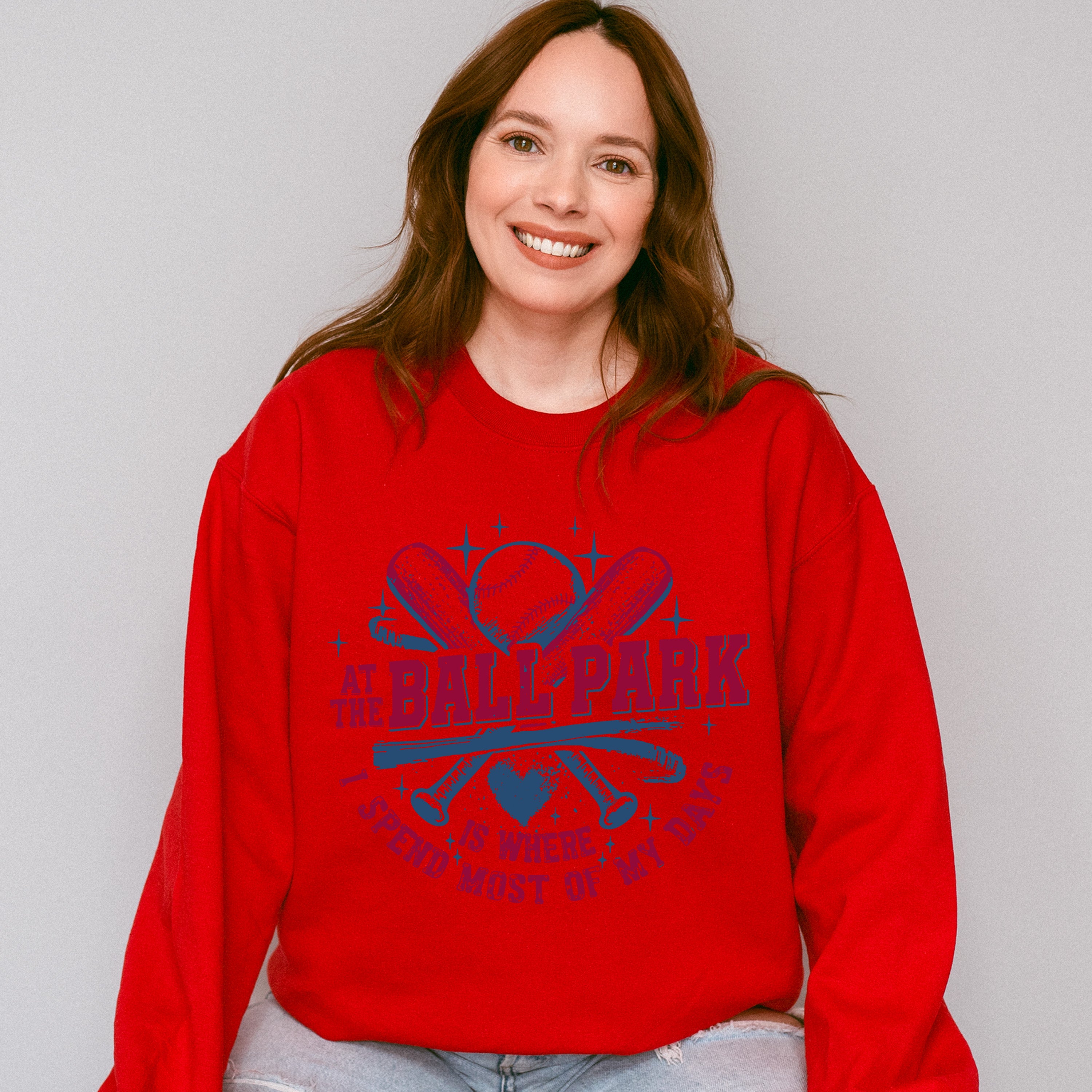 At The Ball Park Is Where I Spend Most Of My Days - Baseball Unisex Crewneck T-Shirt Sweatshirt Hoodie