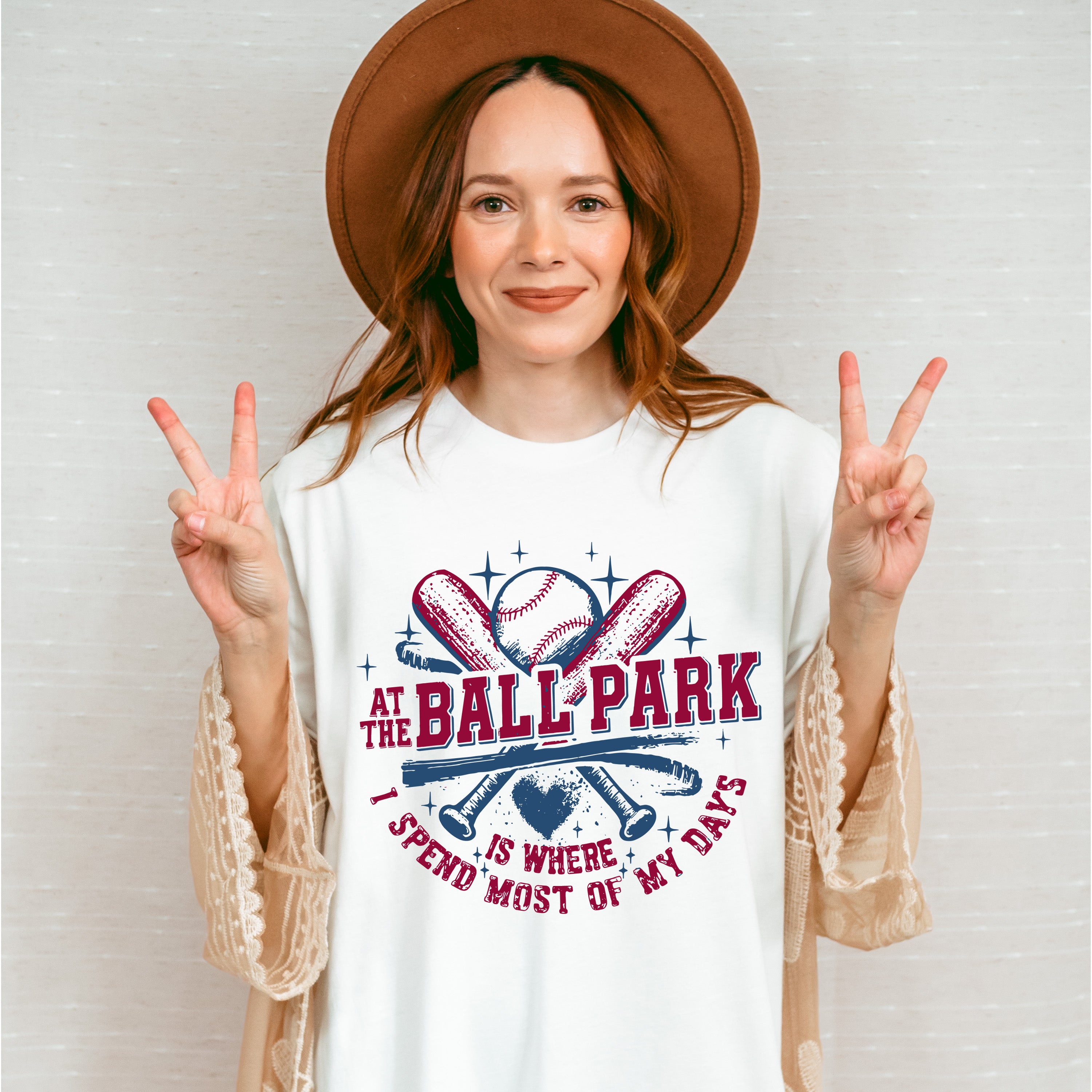 At The Ball Park Is Where I Spend Most Of My Days - Baseball Unisex Crewneck T-Shirt Sweatshirt Hoodie