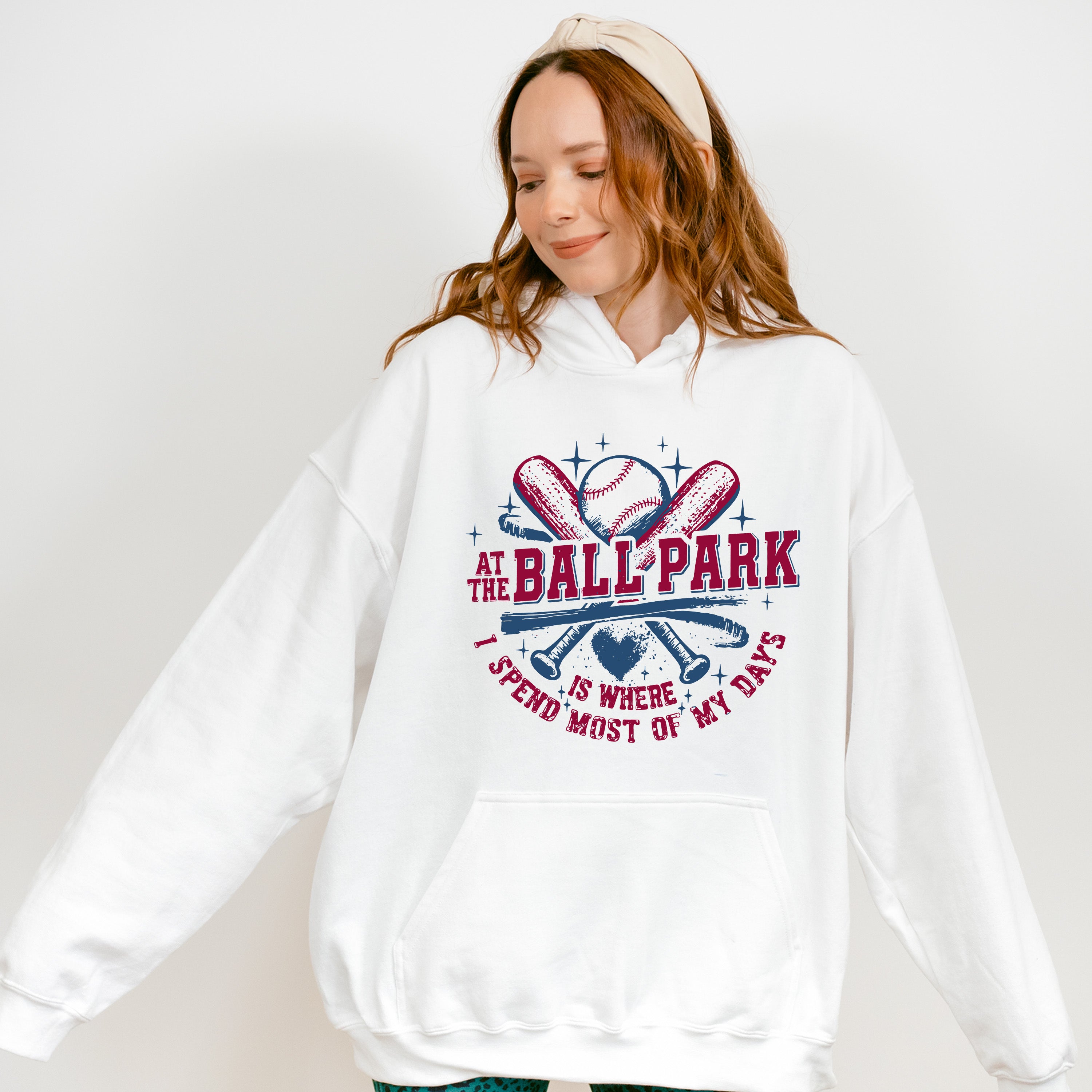 At The Ball Park Is Where I Spend Most Of My Days - Baseball Unisex Crewneck T-Shirt Sweatshirt Hoodie