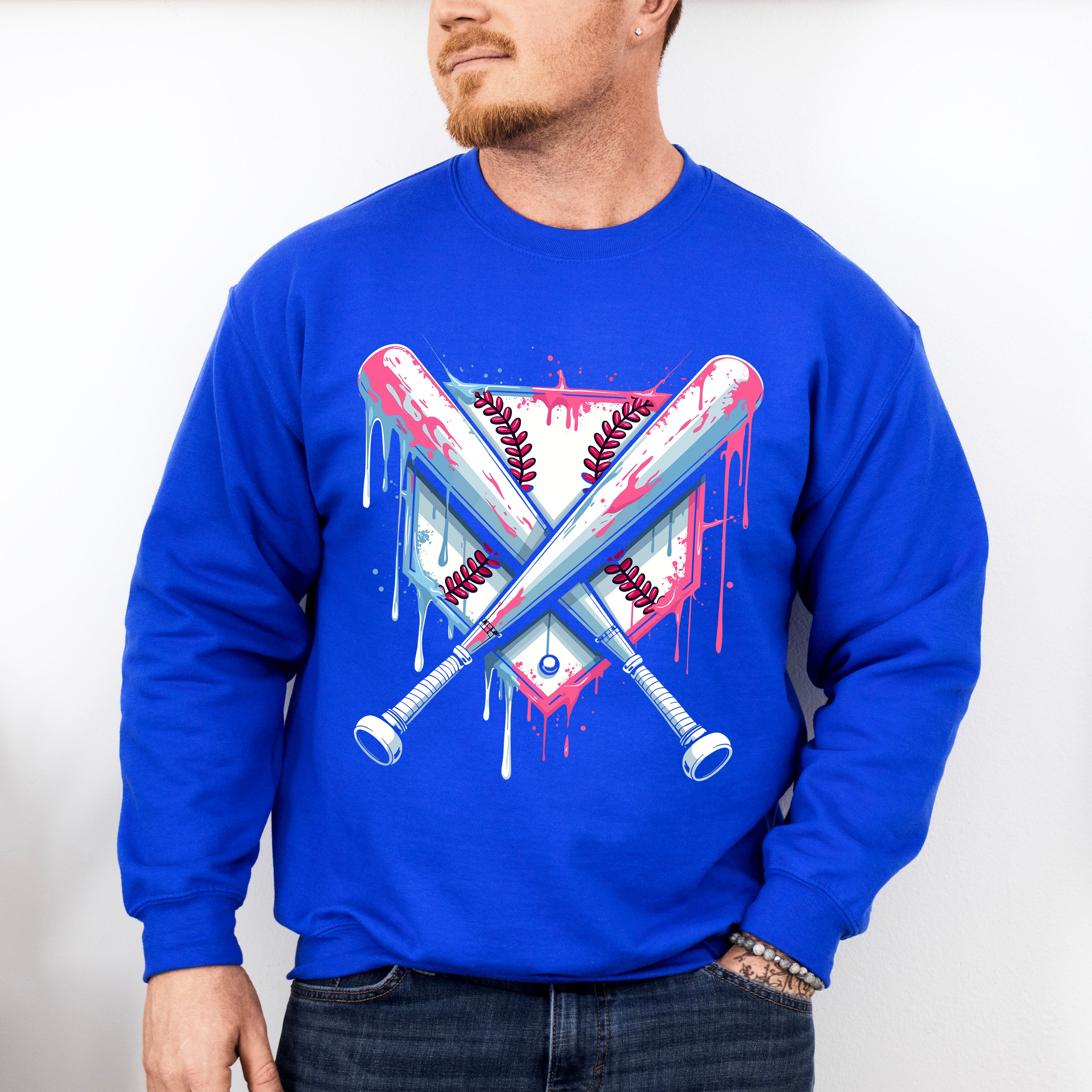 Blue And Pink Baseball Bats - Baseball Unisex Crewneck T-Shirt Sweatshirt Hoodie
