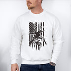 American Flag Reindeer Design - Hunting Theme Unisex Crewneck T-Shirt Sweatshirt Hoodie