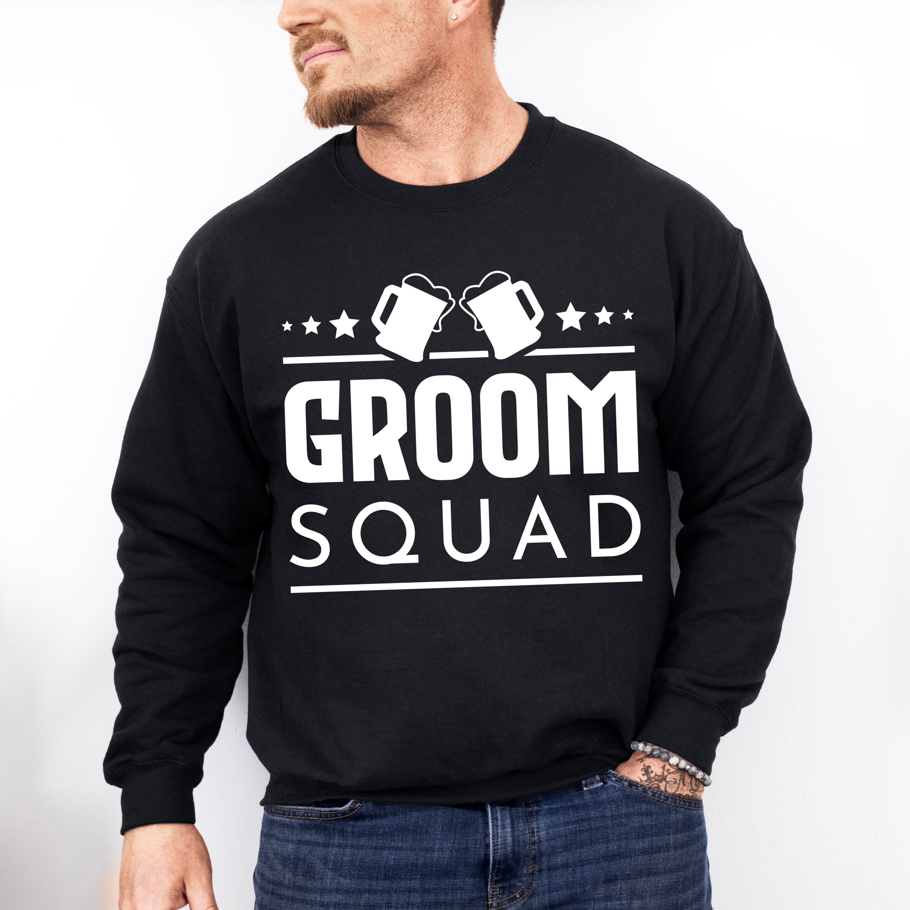 Groom Squad Beer B&amp;W - Bachelor Unisex Crewneck T-Shirt Sweatshirt Hoodie