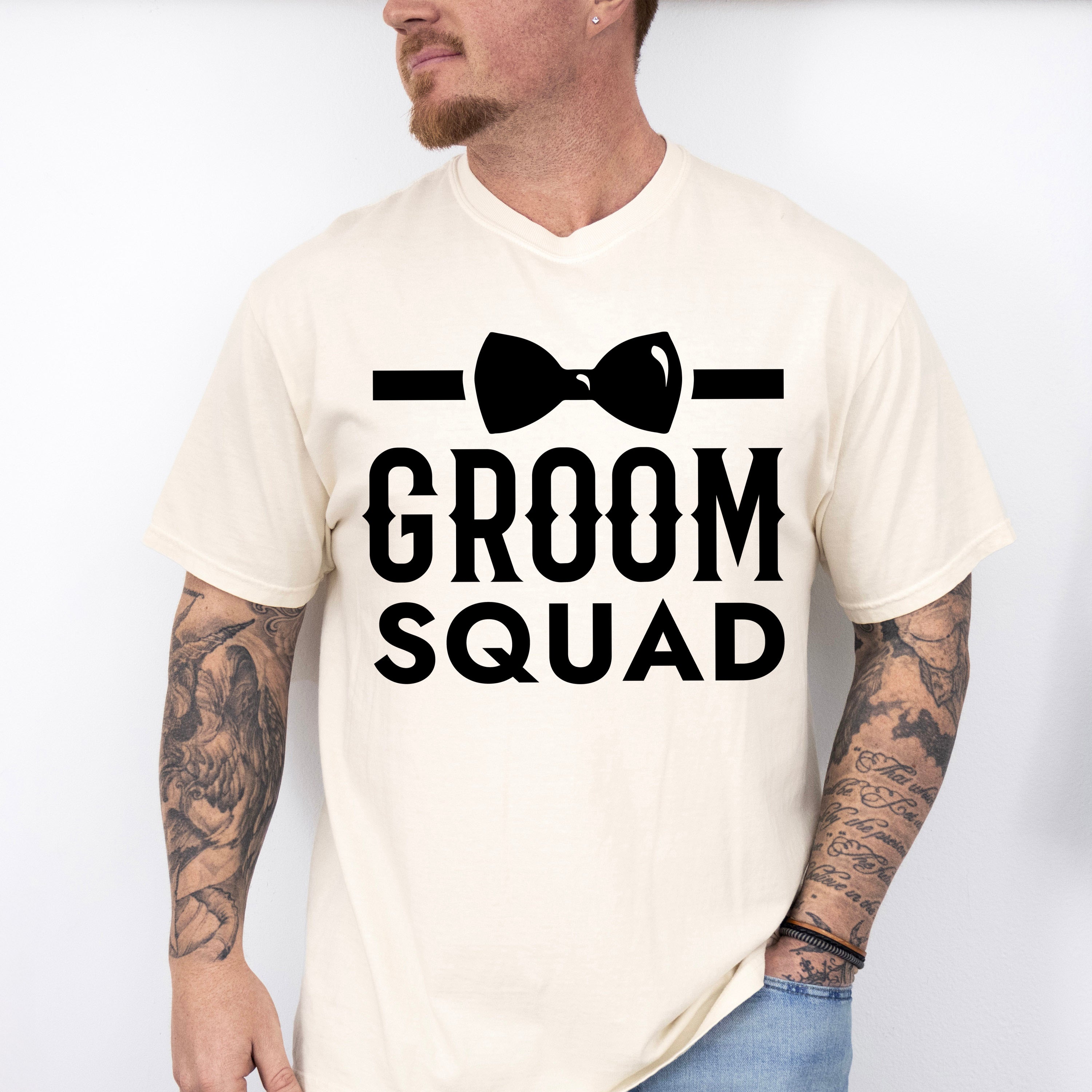 Groom Squad Bowtie B&amp;W Design - Bachelor Unisex Crewneck T-Shirt Sweatshirt Hoodie