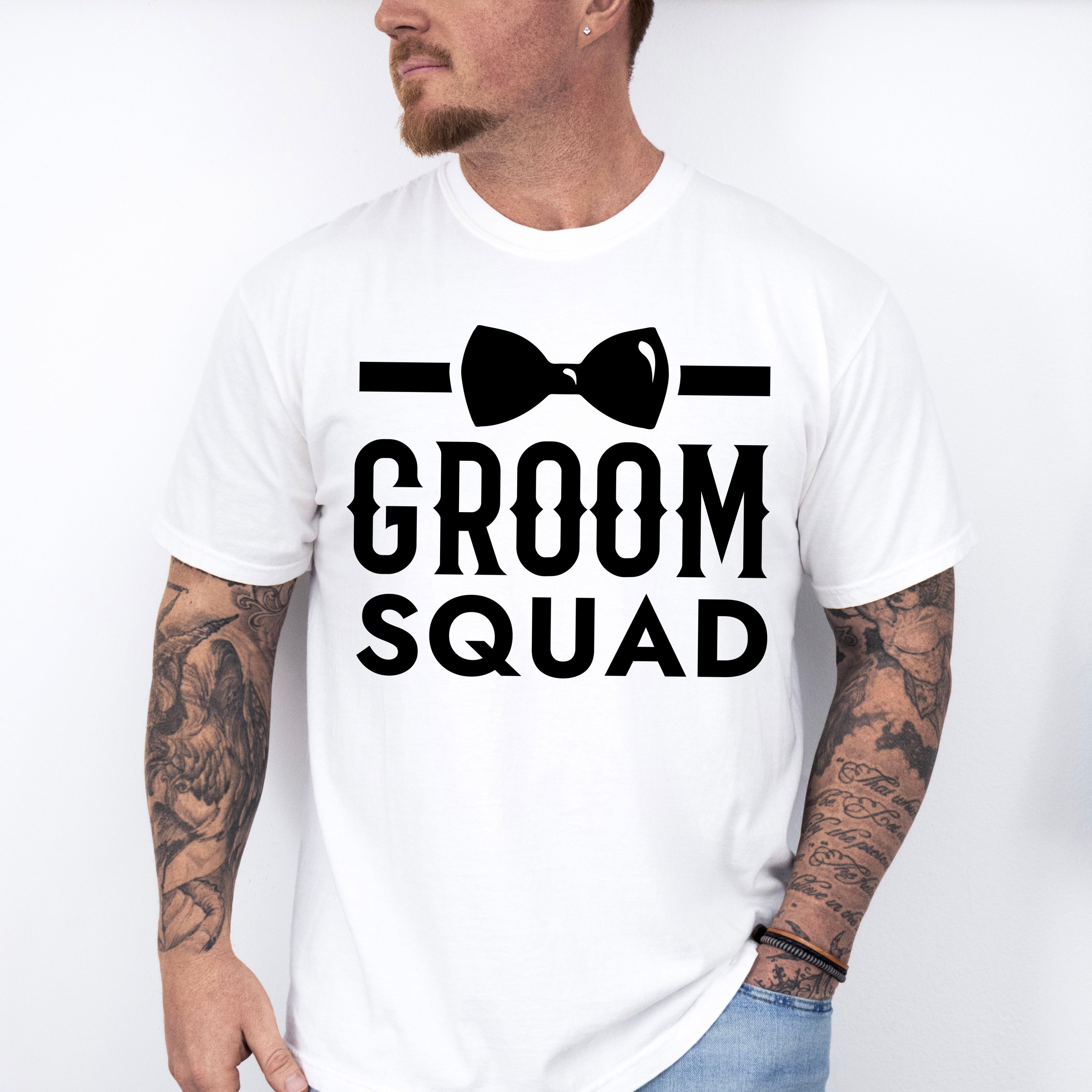 Groom Squad Bowtie B&amp;W Design - Bachelor Unisex Crewneck T-Shirt Sweatshirt Hoodie
