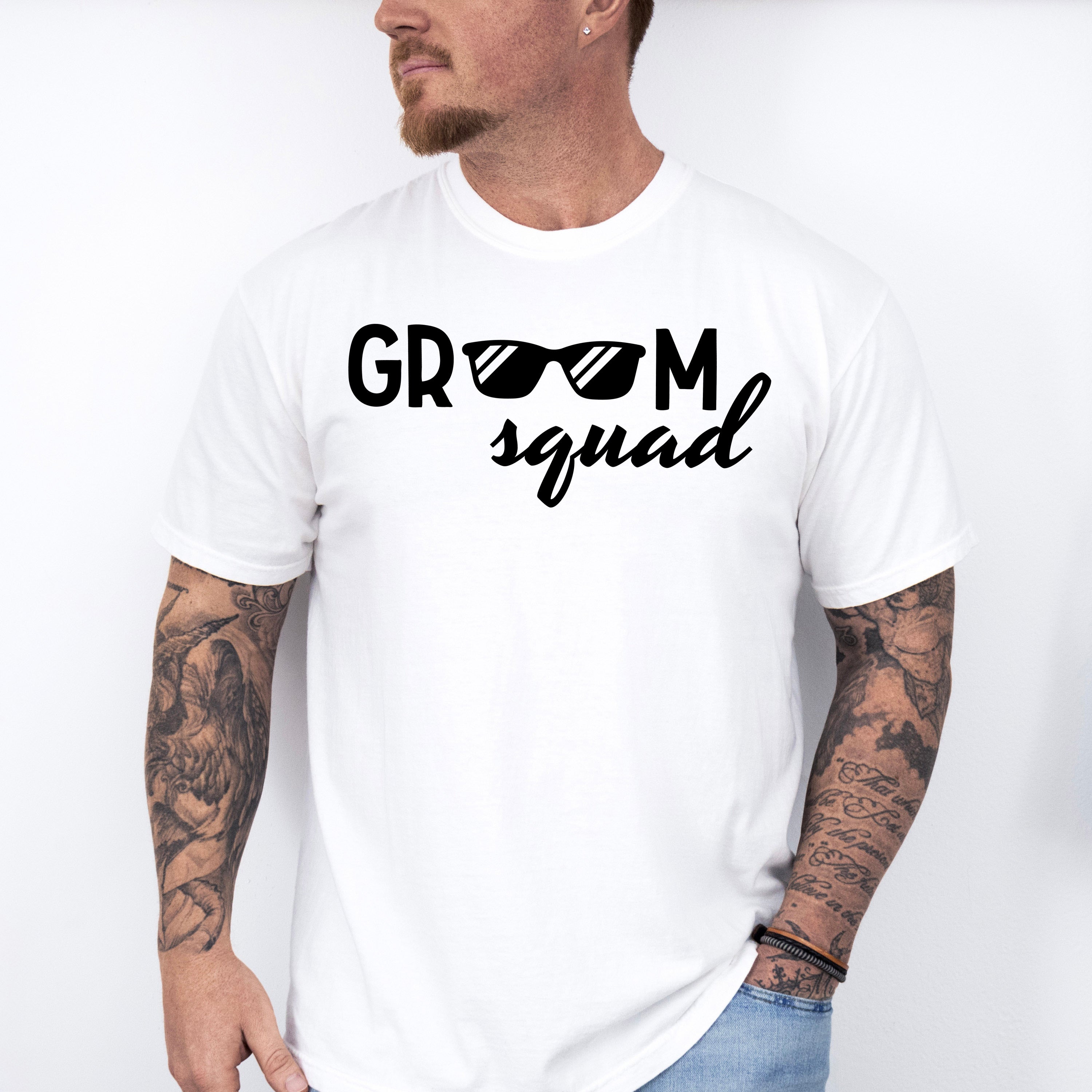 Groom Squad Sunglasses B&amp;W Design - Bachelor Unisex Crewneck T-Shirt Sweatshirt Hoodie